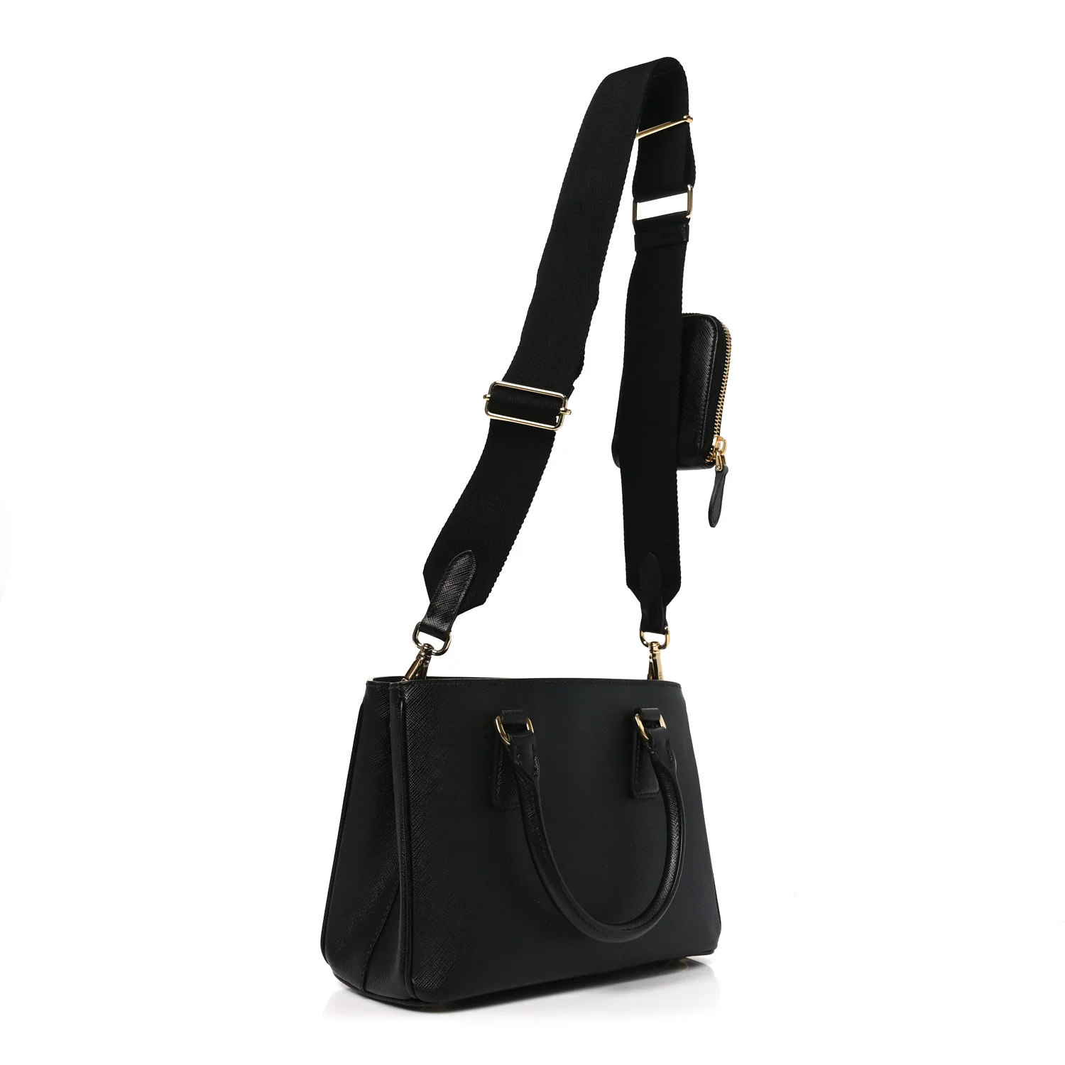 Saffiano Lux Micro Galleria Shoulder Bag Black
