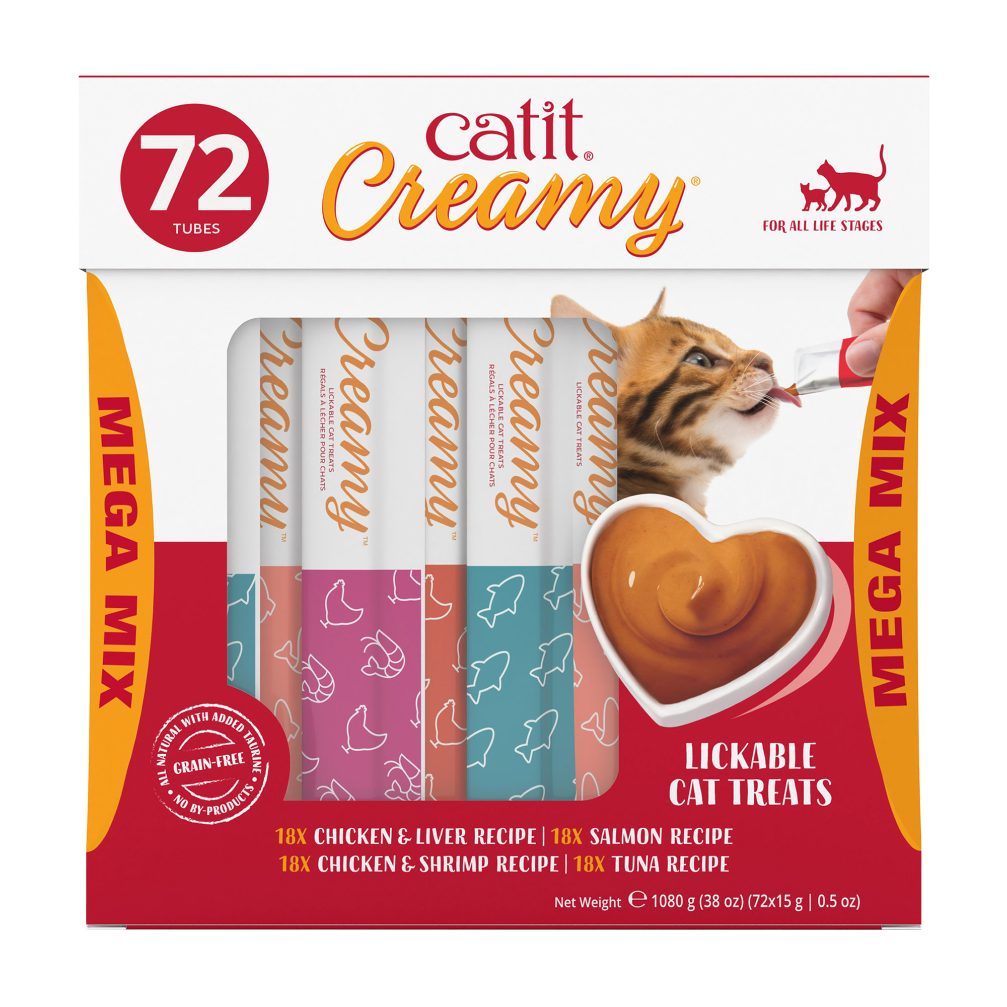 Catit Creamy Lickable Cat Treats Mega Mix, 72 - Count