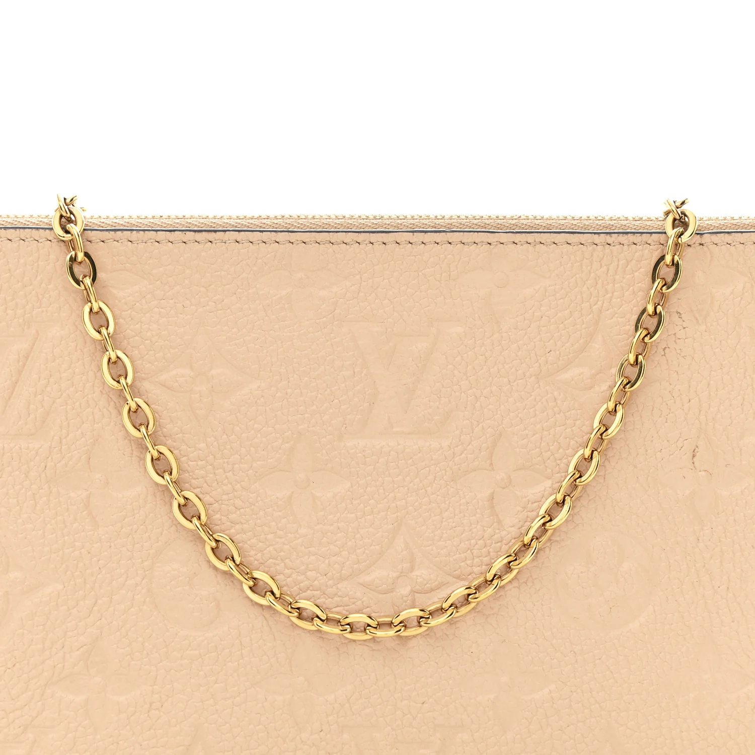 Empreinte Double Zip Pochette Beige Rose Creme