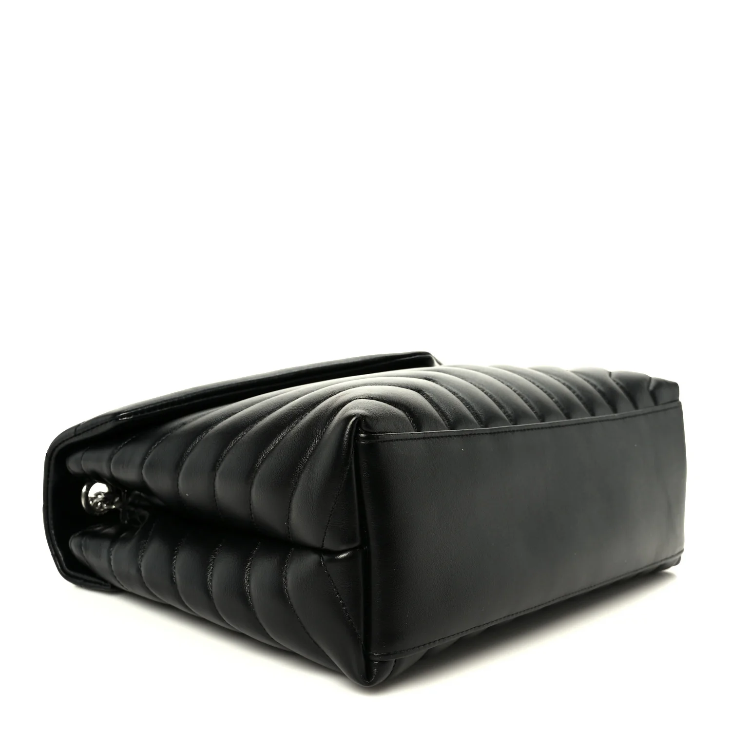 Calfskin Y Quilted Monogram Medium Loulou Chain Satchel Black