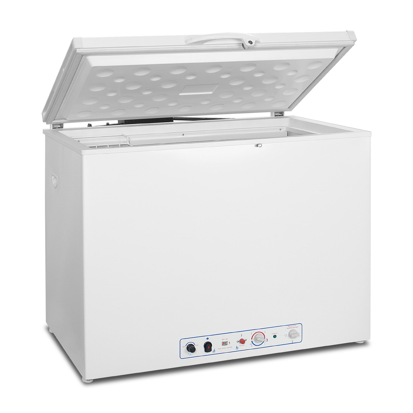 7 cu ft Propane Chest Freezer, LPG/110V 2 Way Freezer Off Grid Lock and Top Door for Outdoor White