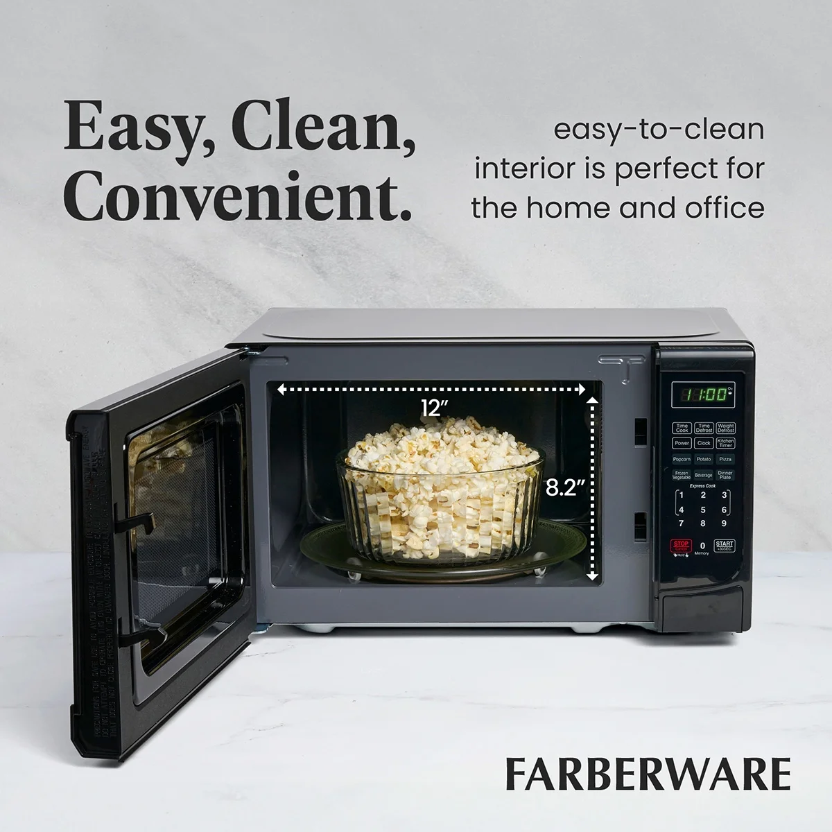 Countertop Microwave Oven with LED Lighting Child Lock, 0.7 Cu Ft Black(Black) - Image 6