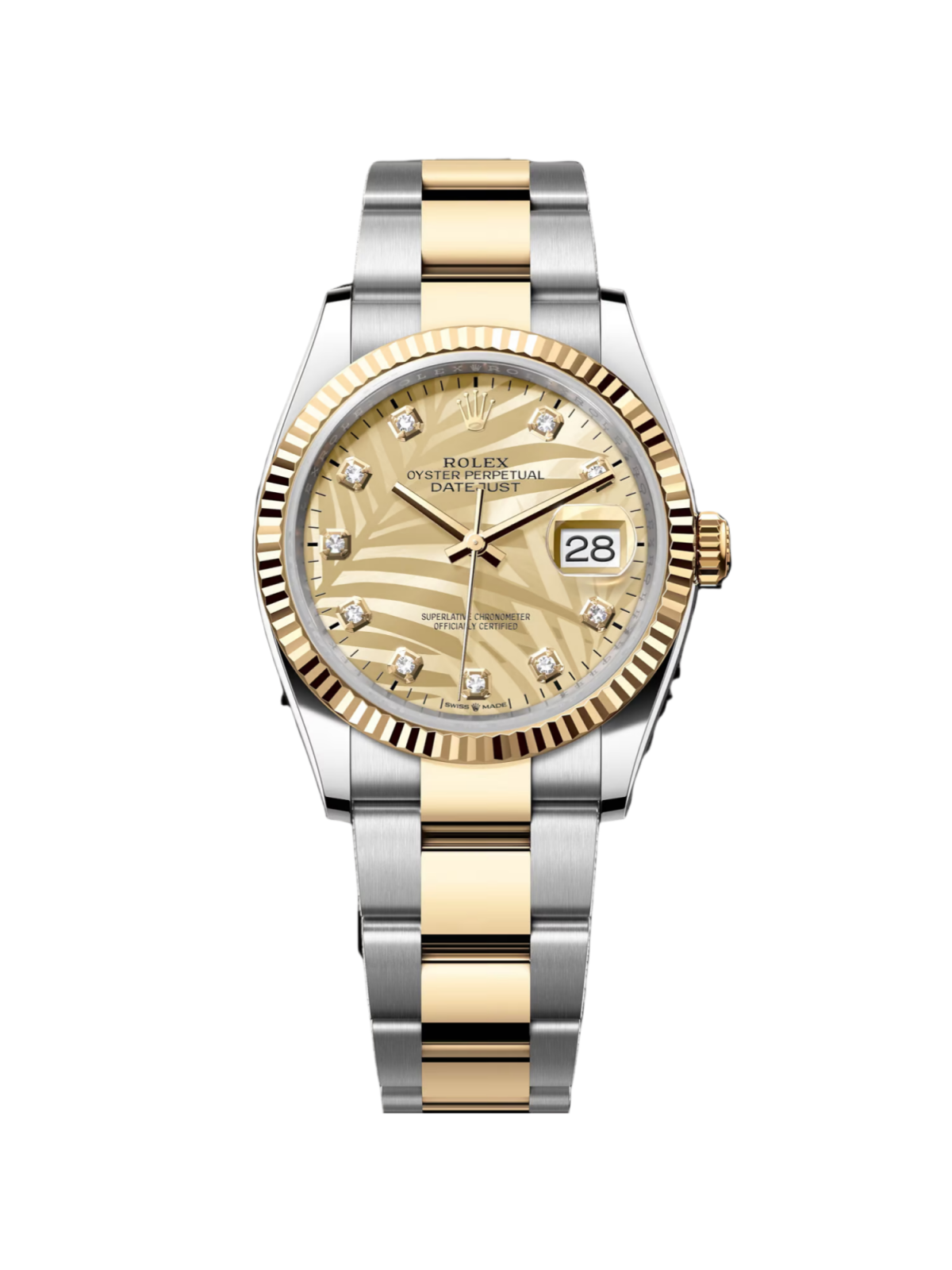 【Super Clone】RLX  Datejust 36mm 126233 Champagne Palm Motif Diamond Dial and Jubilee Bracelet Watch