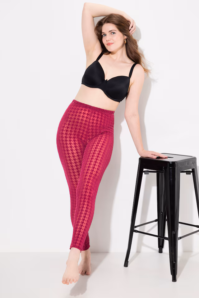 Sheer Flocked Houndstooth Leggings