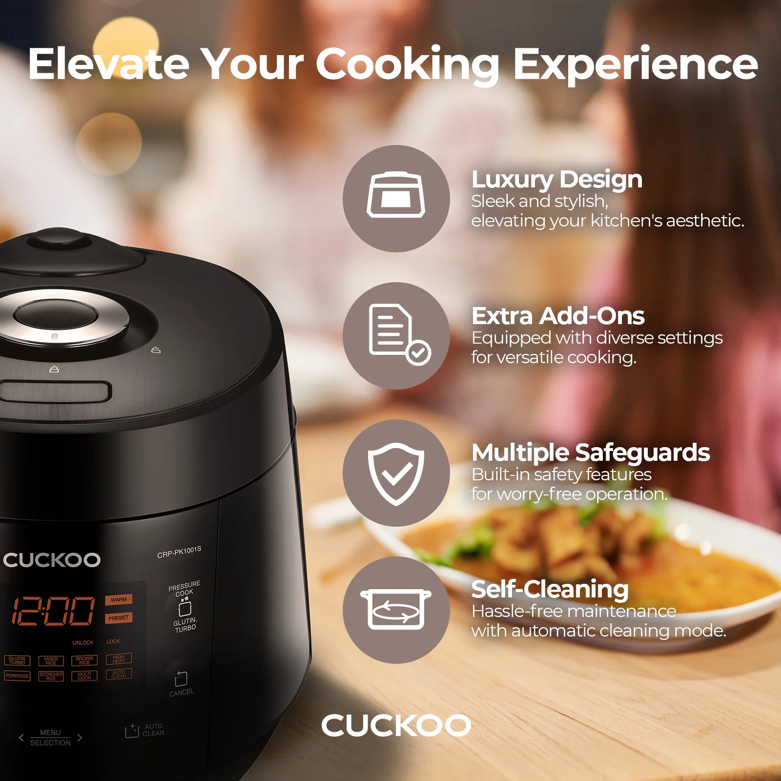 CUCKOO CRP - PK1001S 10 - Cup (Uncooked) / 20 - Cup (Cooked) Heating Pressure Rice Cooker & Warmer (Black)