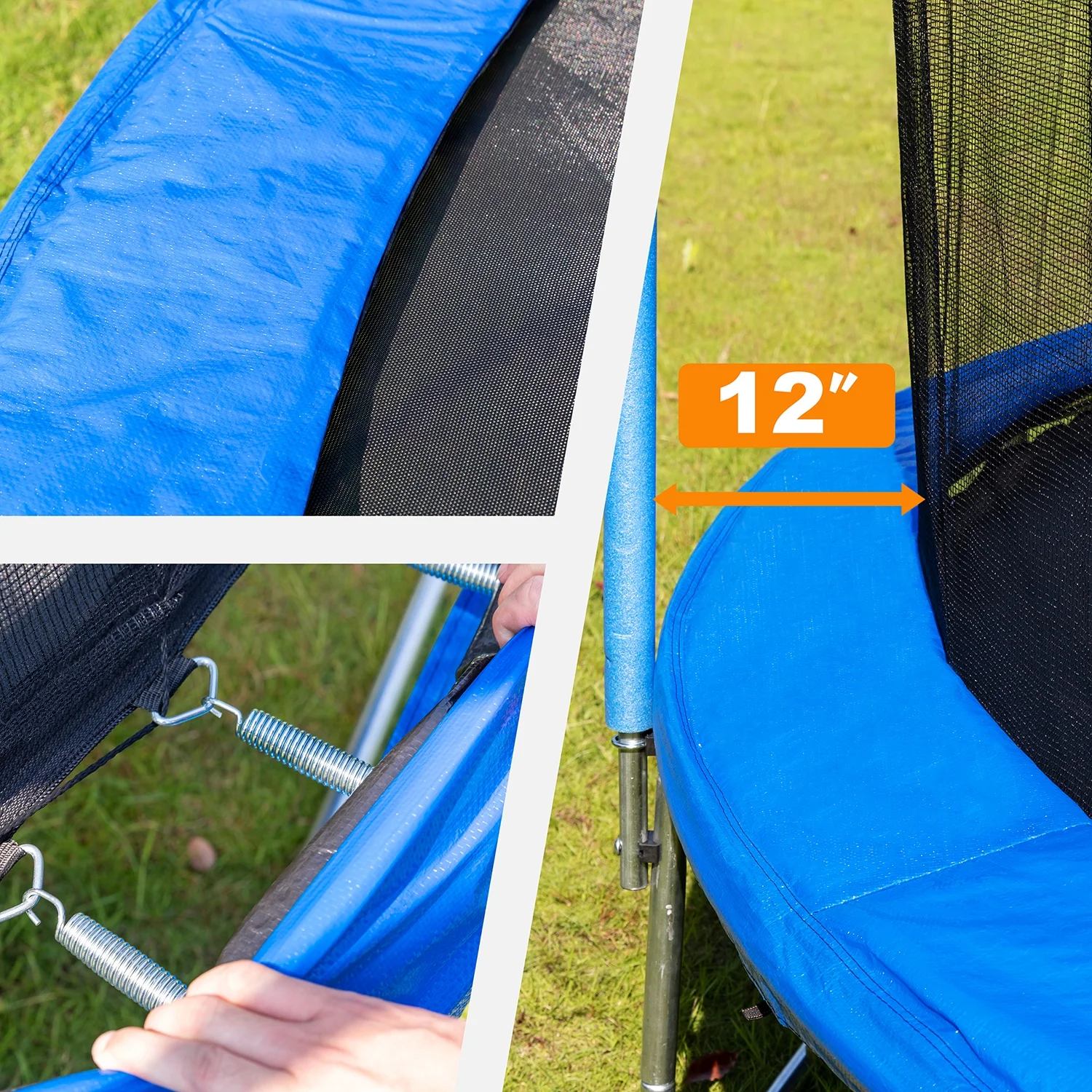 14FT Outdoor Trampoline with Safety Enclosure, Steel Tube Frame, Ladder Secure Net Heavy Duty, Blue(Round/14'/Blue) - Image 8