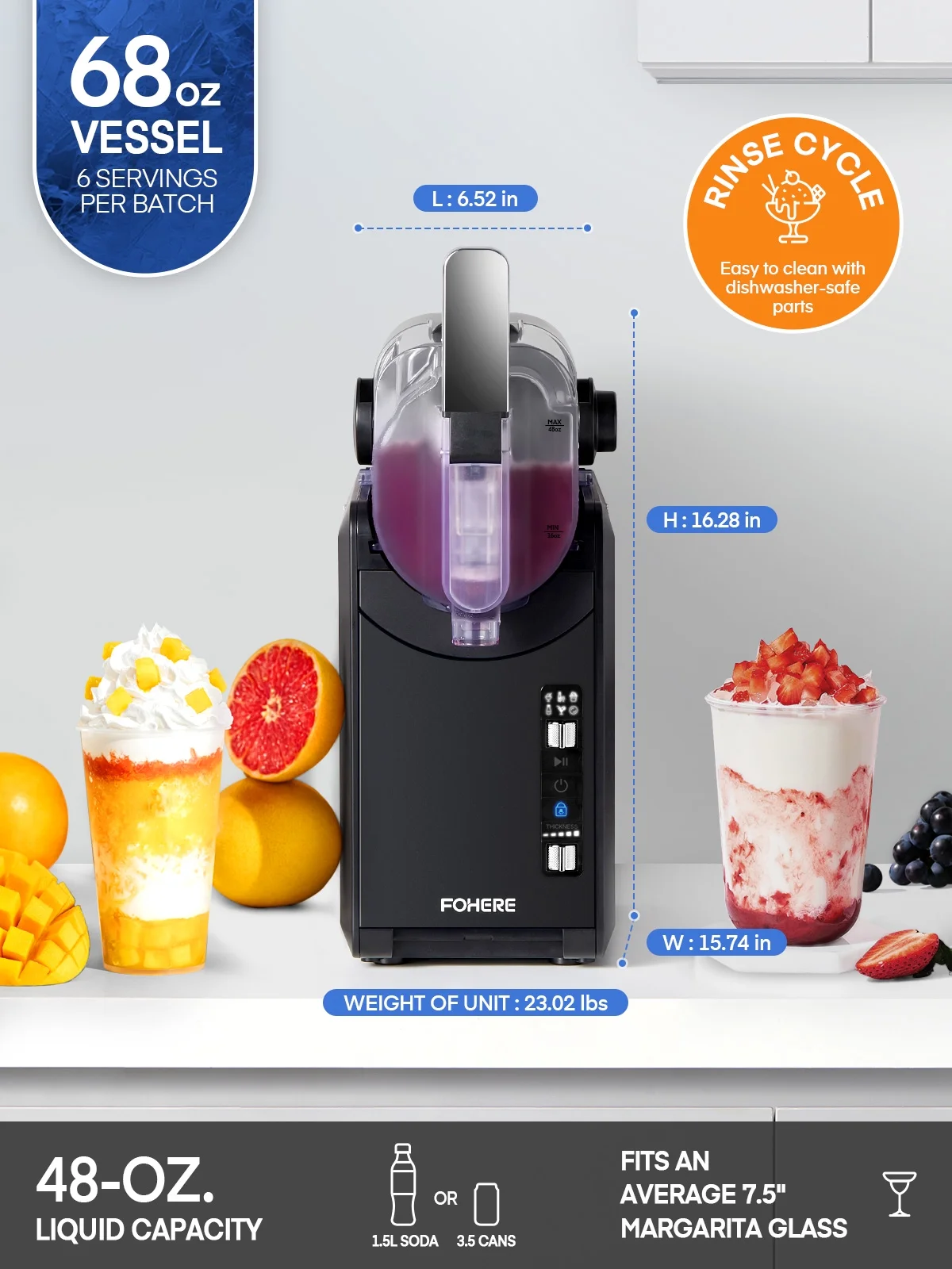 5-in-1 Slushie Machine, No Ice Needed, 15 Min Slushy Machine for Home with Self-Cleaning, Professional Frozen Drink Maker, 5 Preset Programs, Frozen Margaritas, Frapp��s, Milkshakes, and More - Image 6