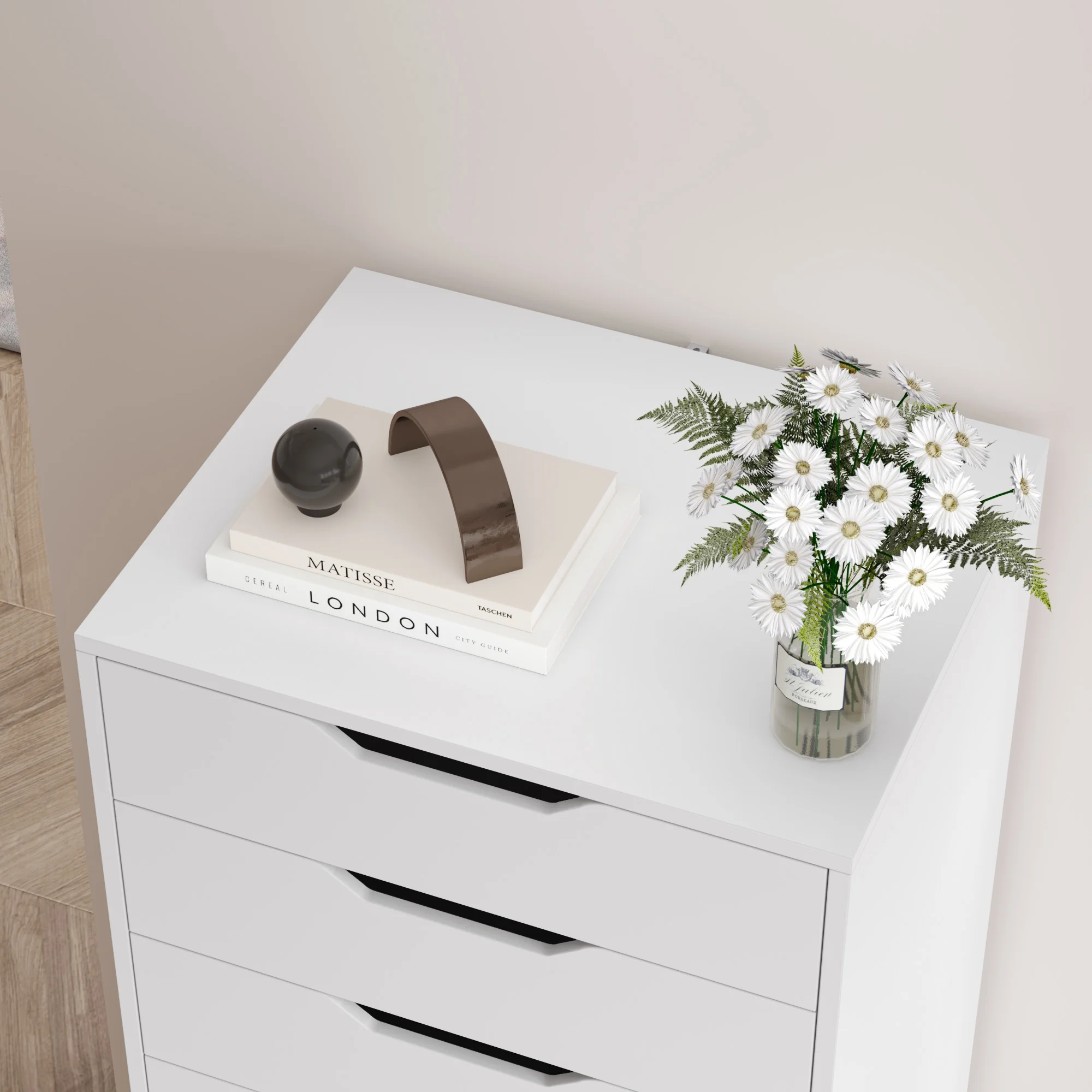 Homfa Vertical 8 Drawer Dresser, 44.5H Modern Drawers Dresser for Bedroom Living Room, White