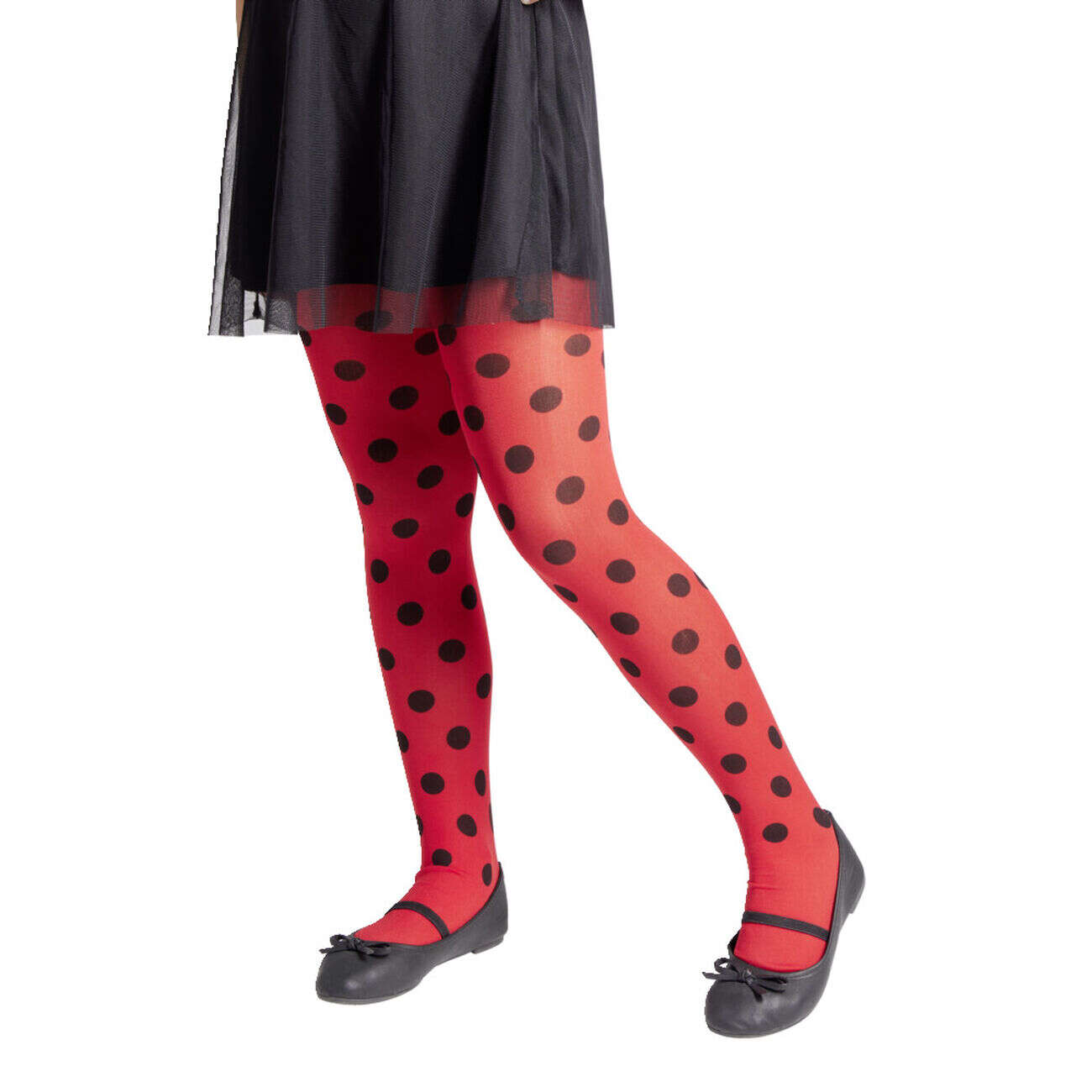 Collant enfant motif coccinelle rouge et pois noir Taille unique L65cm