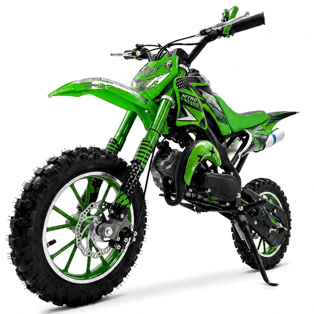 Kids 50cc Dirt Bike,2-Stroke Gas Mini Bike,Green,CPC Listed