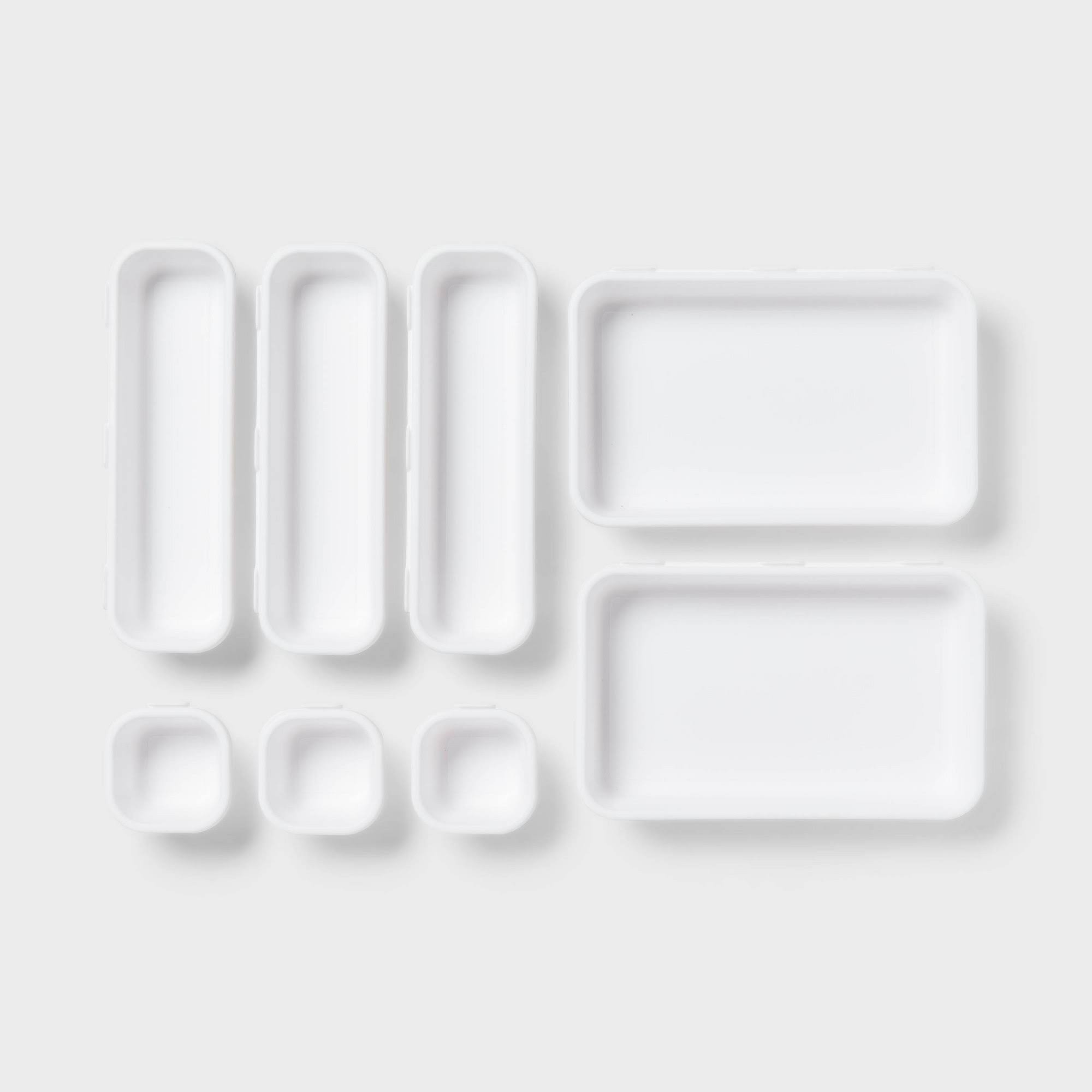 8pc Plastic Drawer Organizer Set White - Brightroom