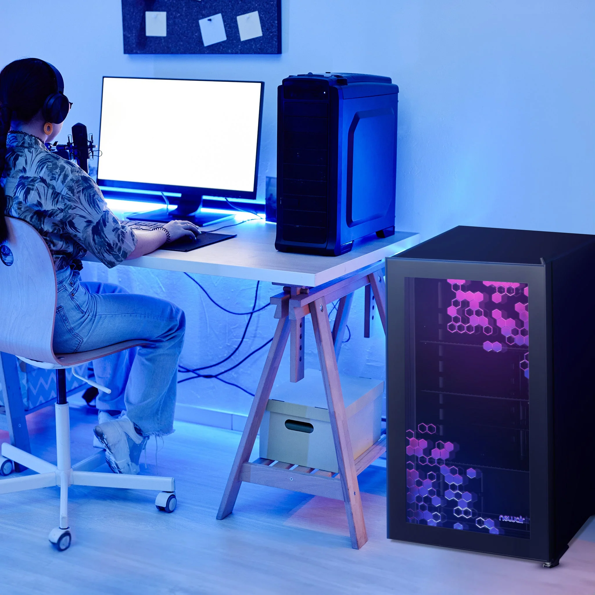 Newair Prismatic Series Beverage Fridge with RGB HexaColor LED Lights