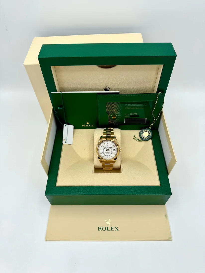 [Super Clone]RLX  Sky-Dweller 42mm Yellow Gold White Dial Oyster - 336938