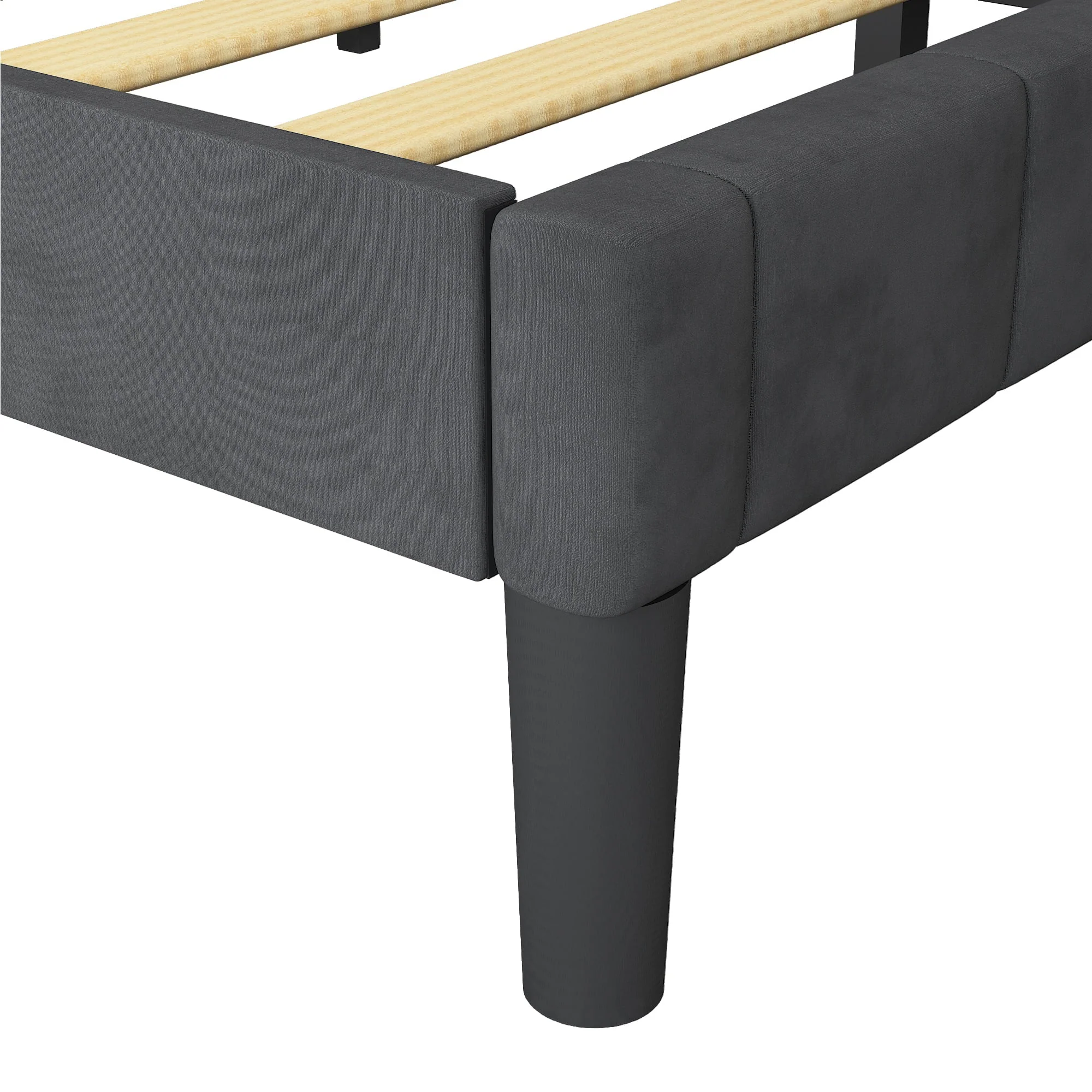 BTMWAY Twin Size Bed Frame, Upholstered Fabric Platform Bed with Riveted Decorative Headboard, No Box Spring Needed, Twin Bed Frame for Kids Teens Adults, 500lbs Capacity, Easy Assembly, Black(Twin/Beige)
