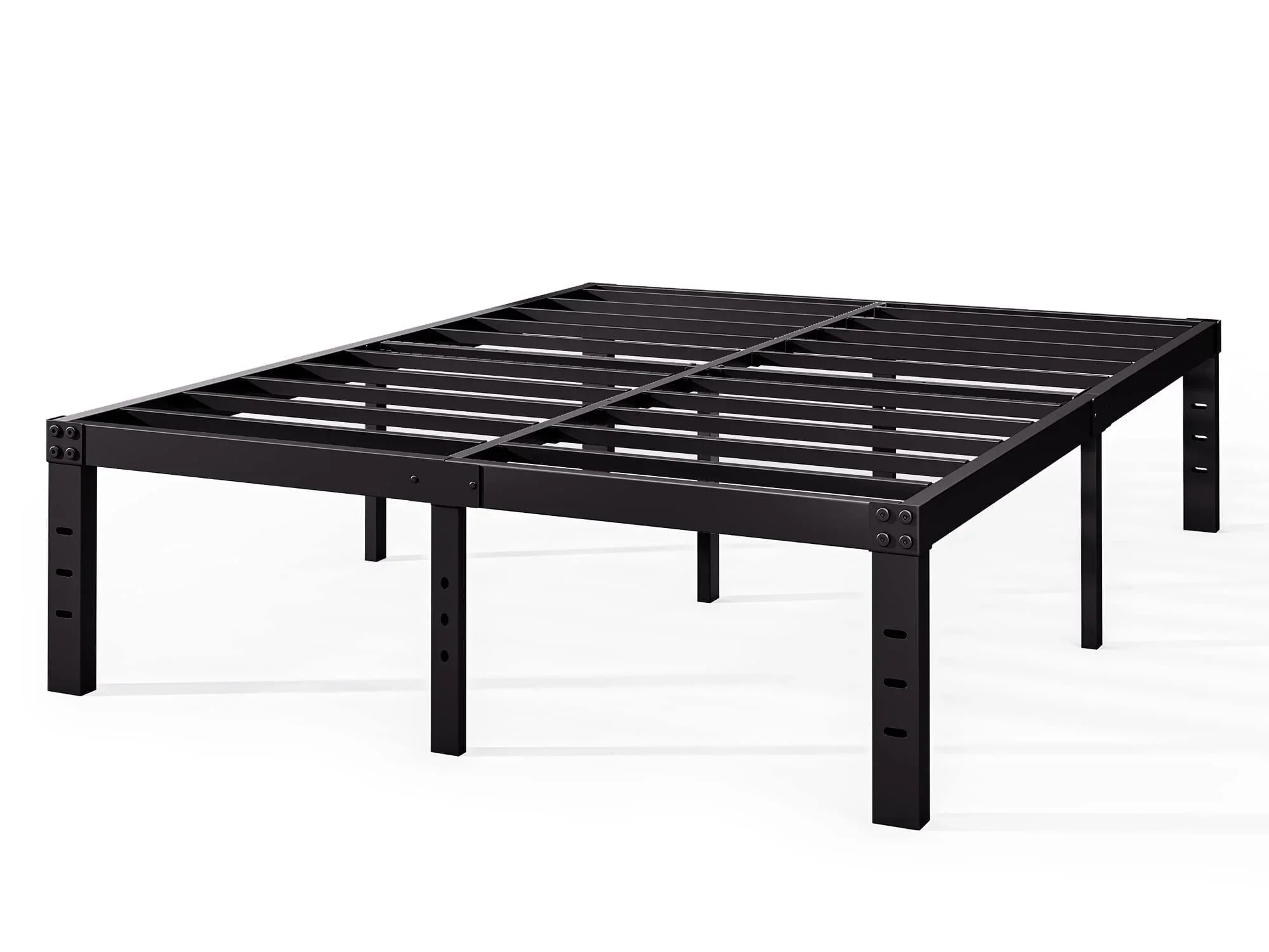 QFTIME 14 Queen Metal Bed Frame with Steel Slats, Heavy Duty Mattress Foundation