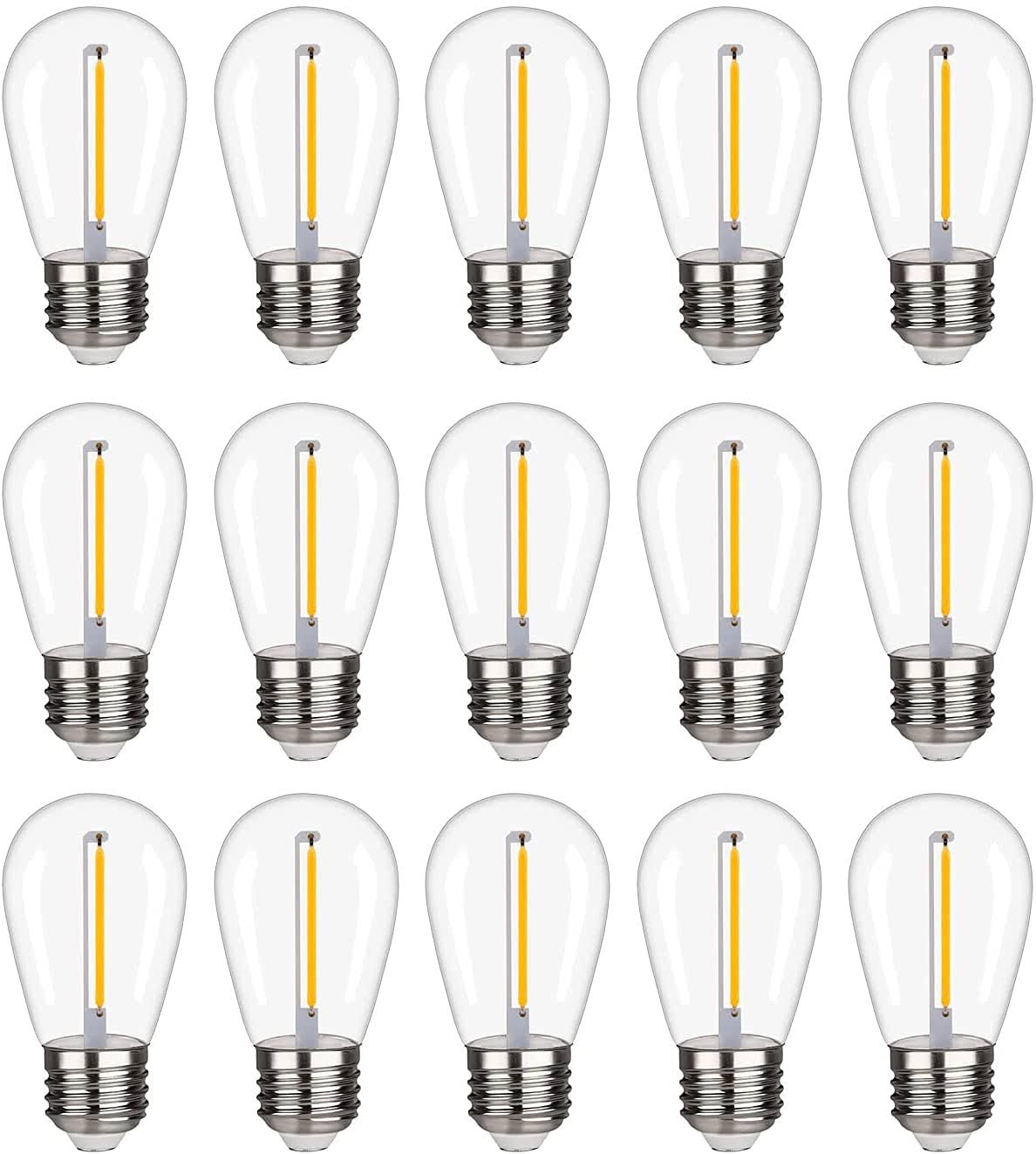 KGC Plastic S14 Replacement LED Edison Bulbs -1W Equivalent to 10W 2200K, No Glass Shatterproof & Waterproof LED Bulbs for Outdoor String Light, E26