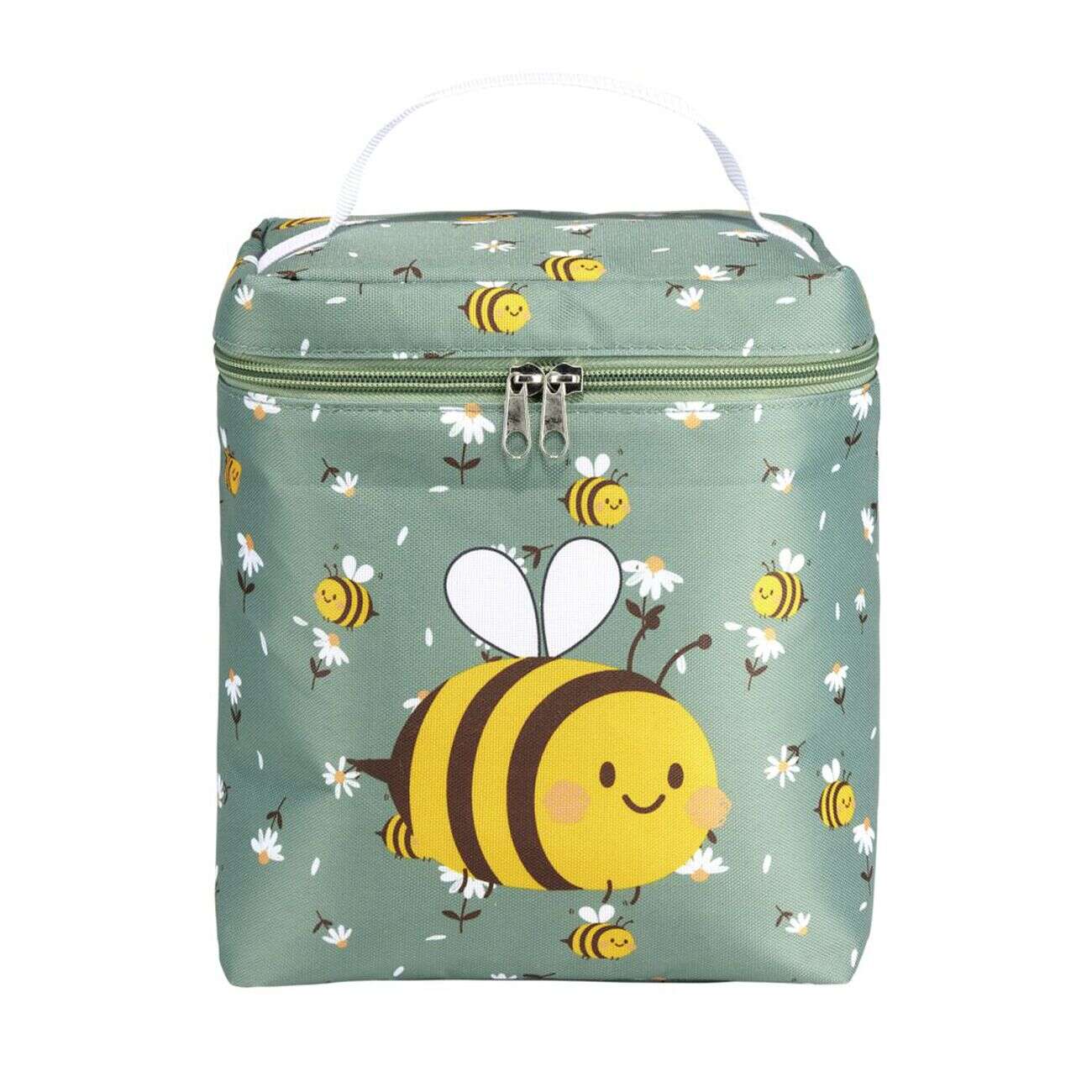 Sac isotherme enfant 5L polyester vert motif abeille 23x12xH19cm
