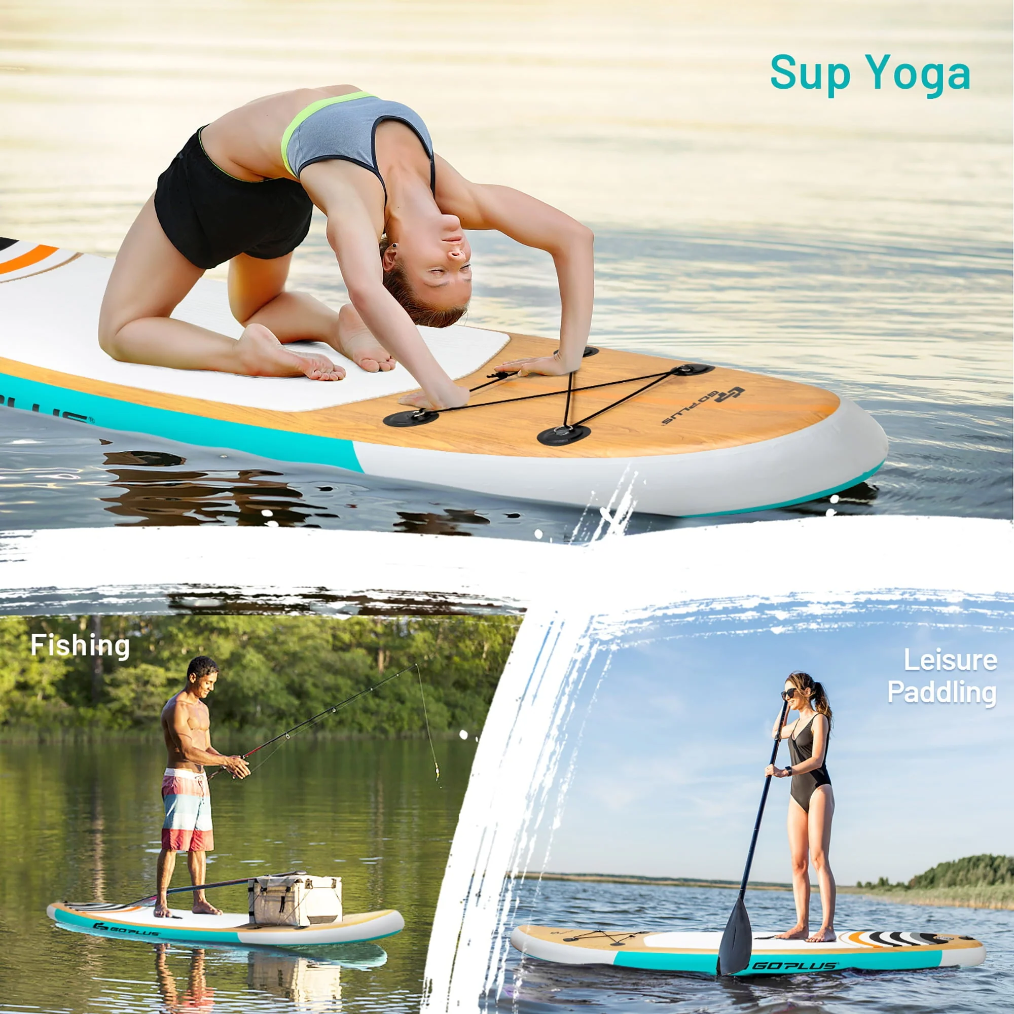 11' Inflatable Stand Up Paddle Surfboard W/Bag Aluminum Paddle Pump Image 6