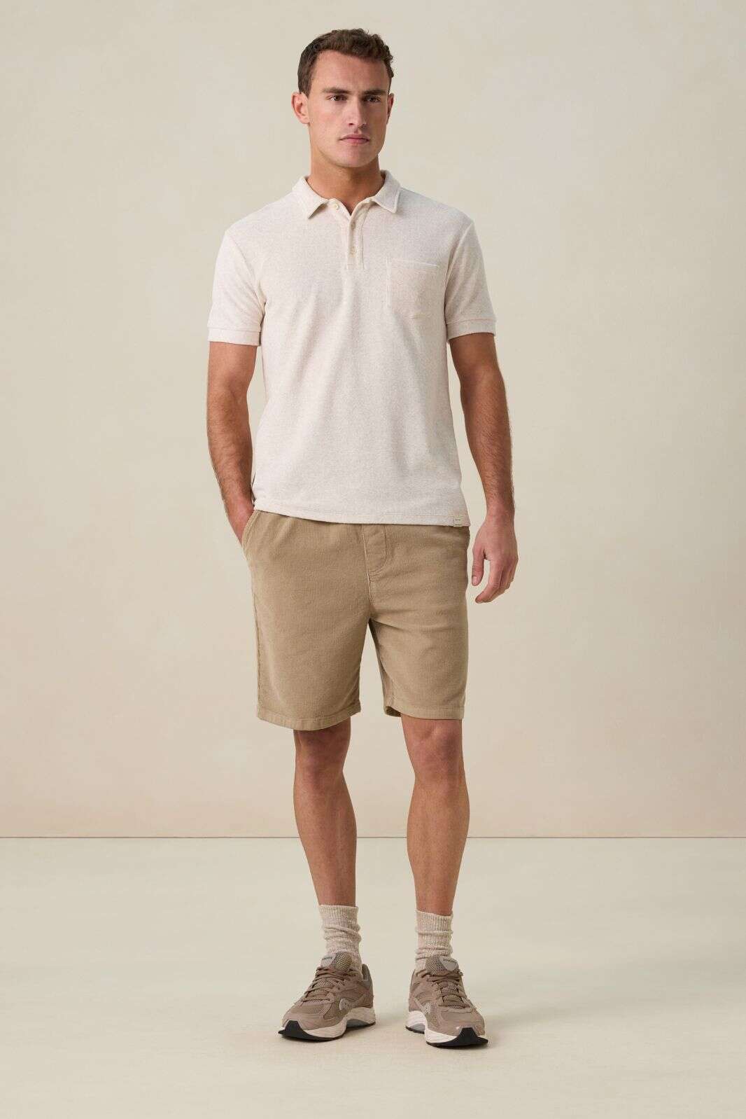 Beige badstof polo