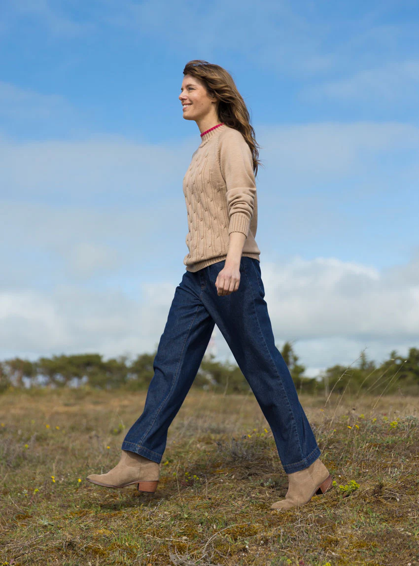 Pantalon femme 7/8ème en coton bleu