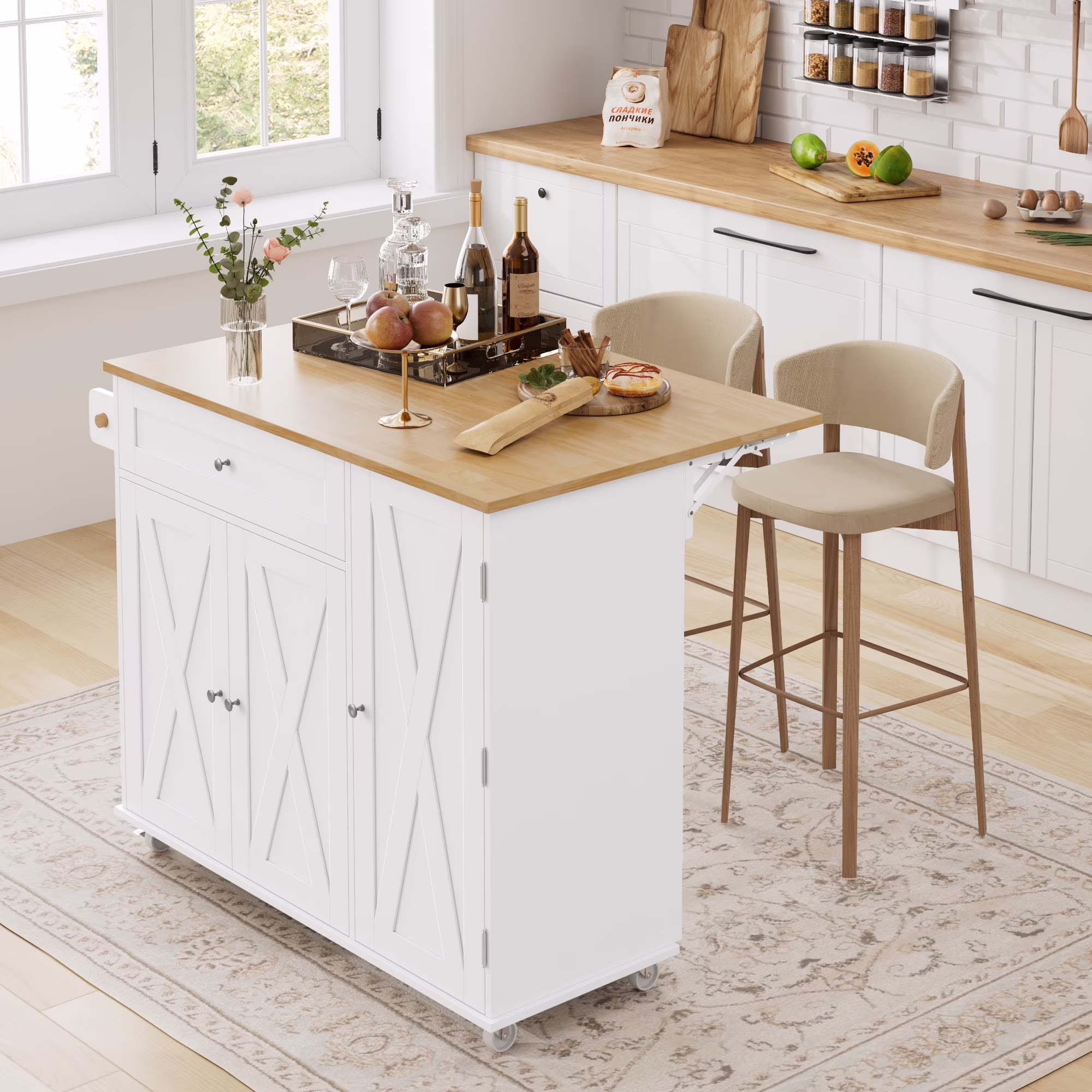 Homfa Kitchen Island with Storage, 27.6