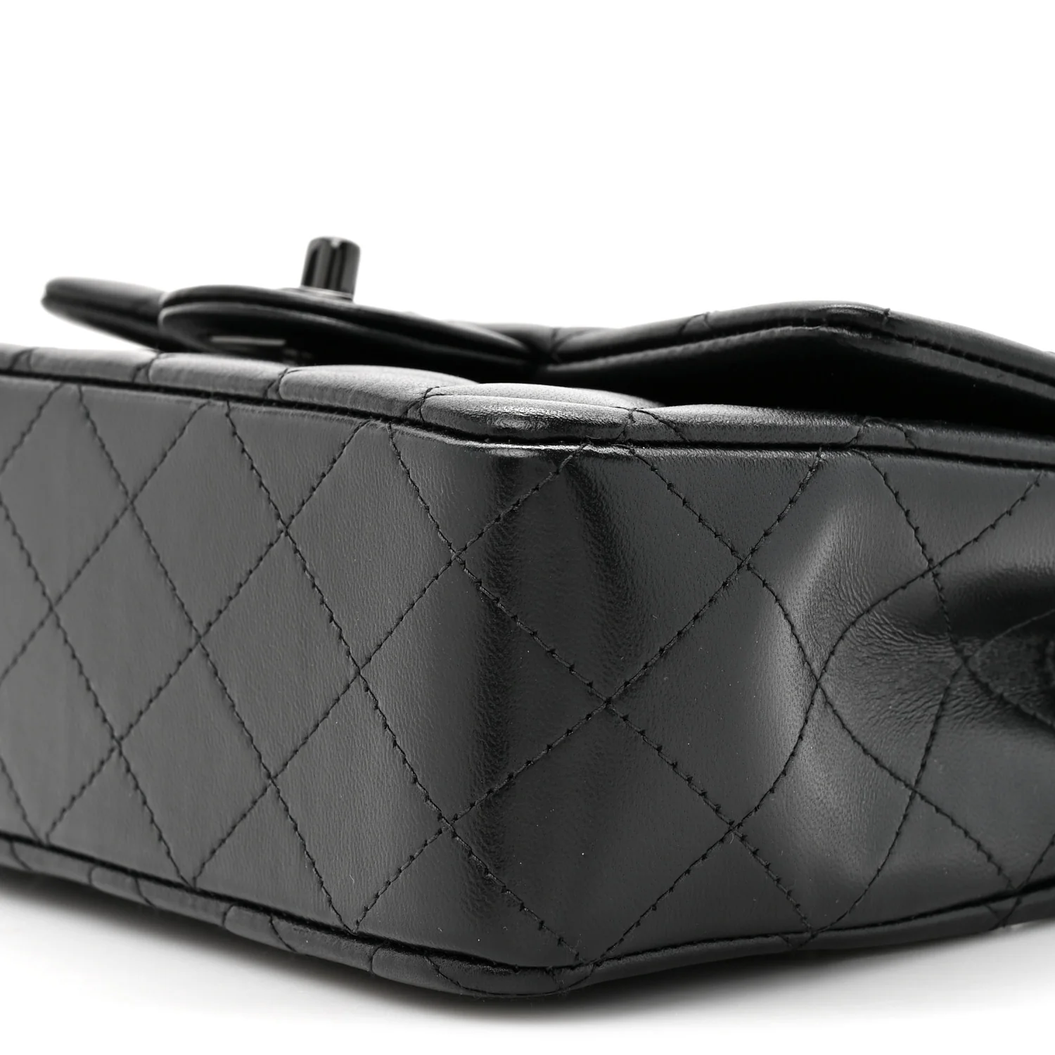 Lambskin Quilted Mini Top Handle Rectangular Flap So Black