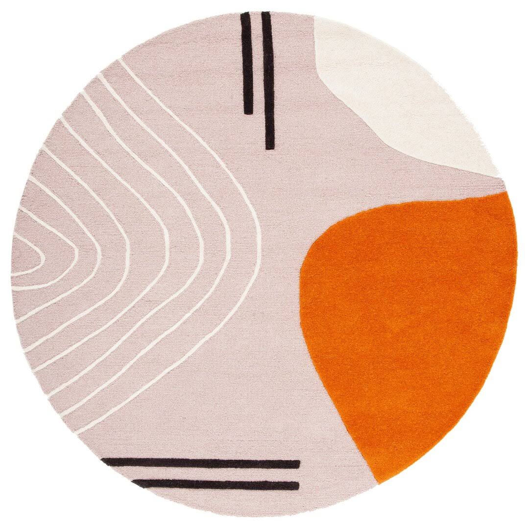 Davey Handmade Wool Ivory/Light Pink Rug AllModern Rug Size: Round 6'