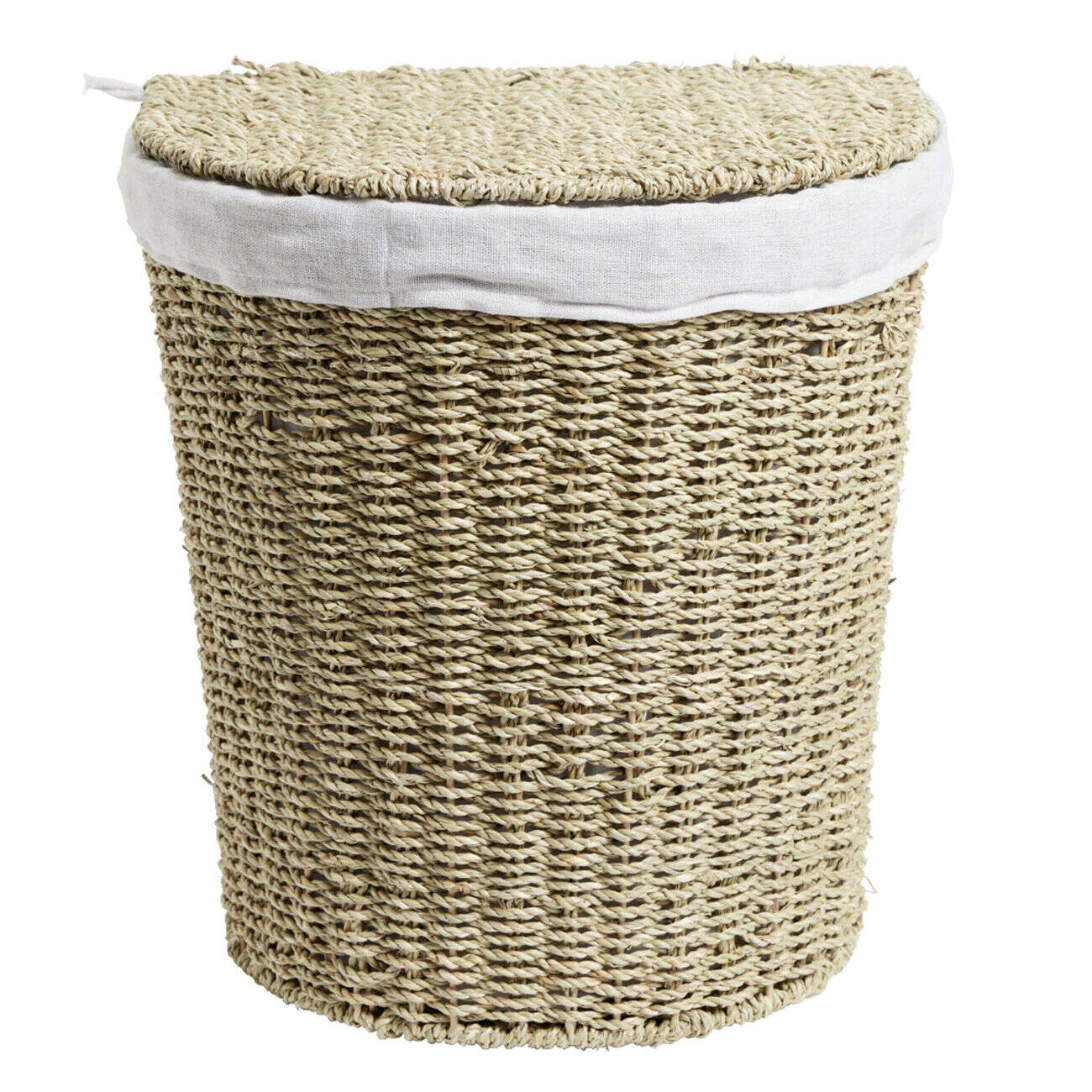 Coffre à linge jonc de mer beige 43L 36xH40x30cm