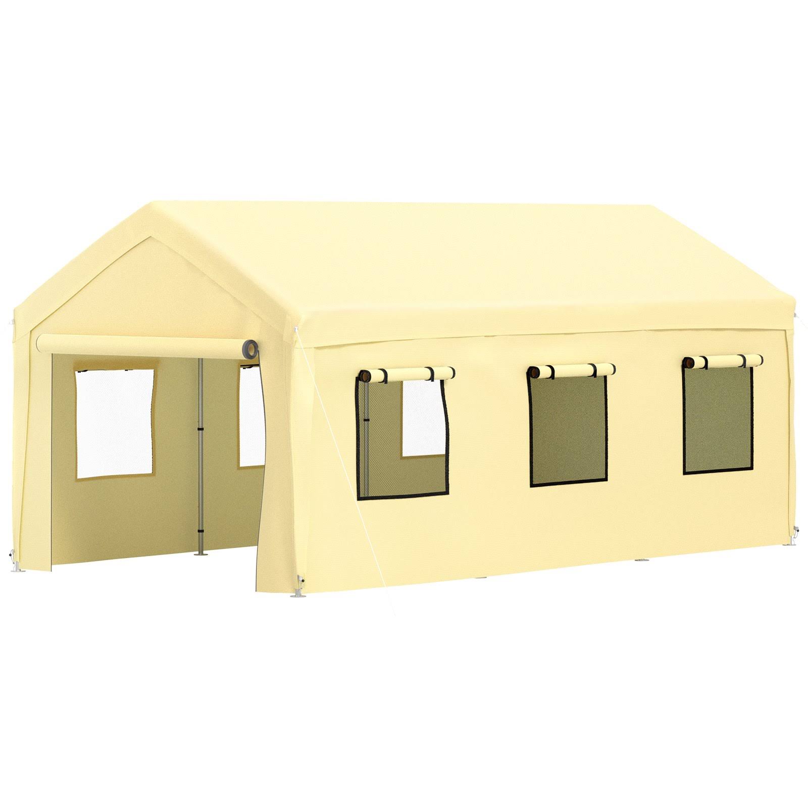 VEVOR Carport Canopy Car Canopy 10 x 20ft W 8 Legs Sidewalls Windows Yellow