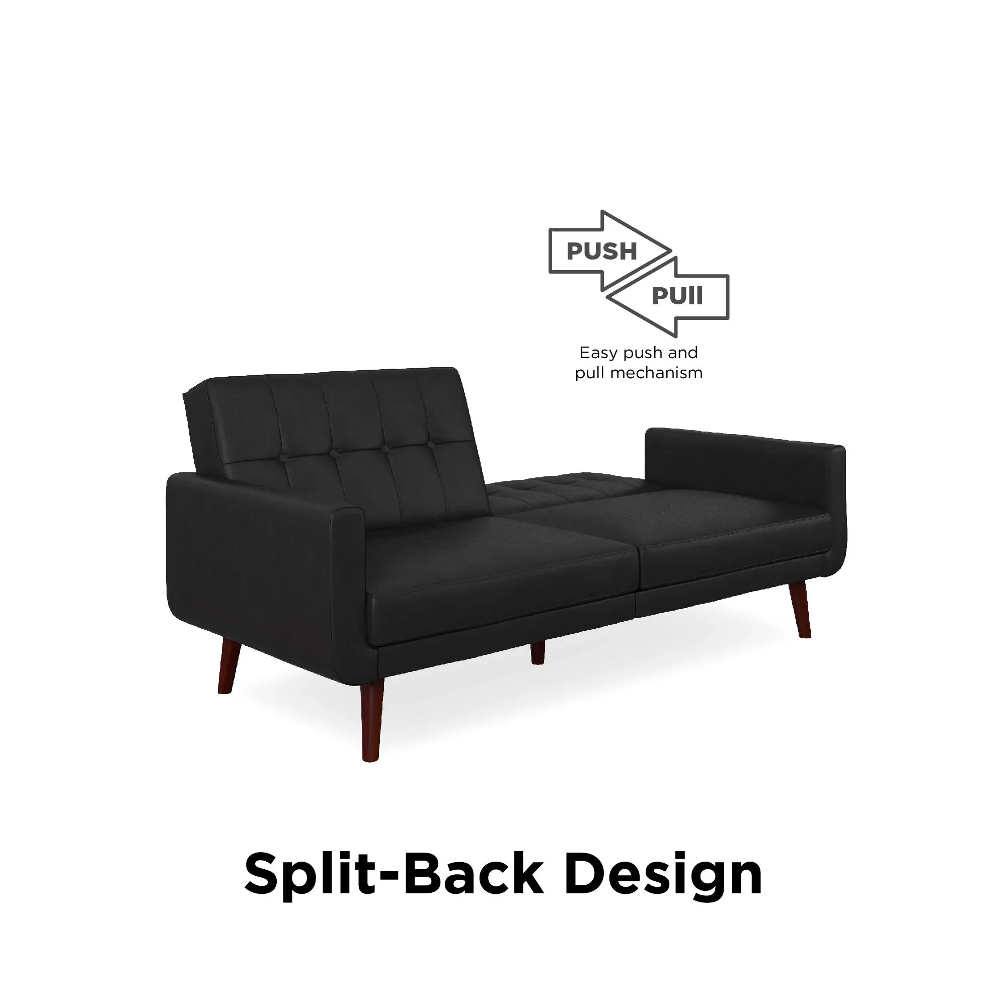 Better Homes & Gardens Nola Modern Futon, Camel Faux Leather