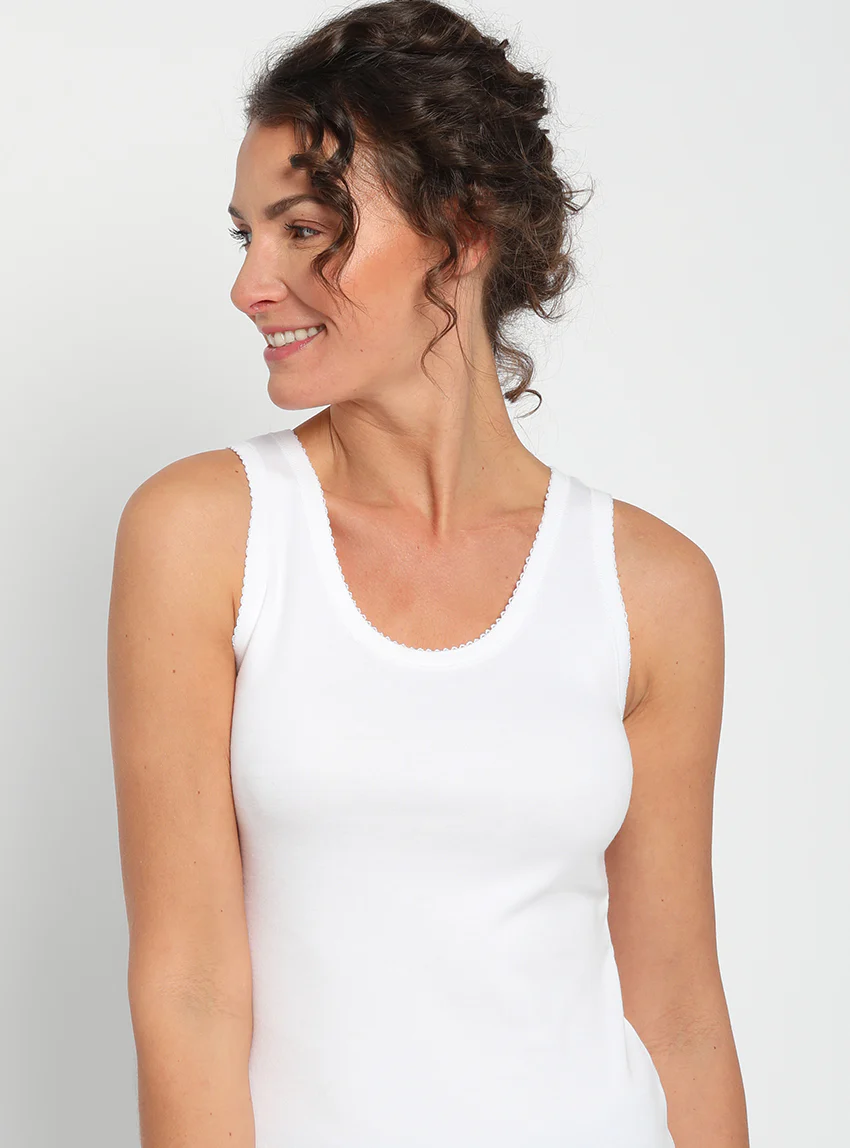 Débardeur femme en coton blanc