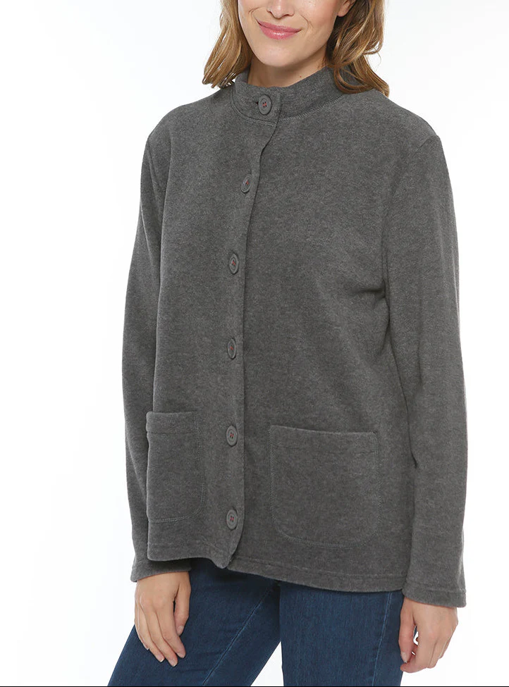 Veste polaire femme col montant gris anthracite