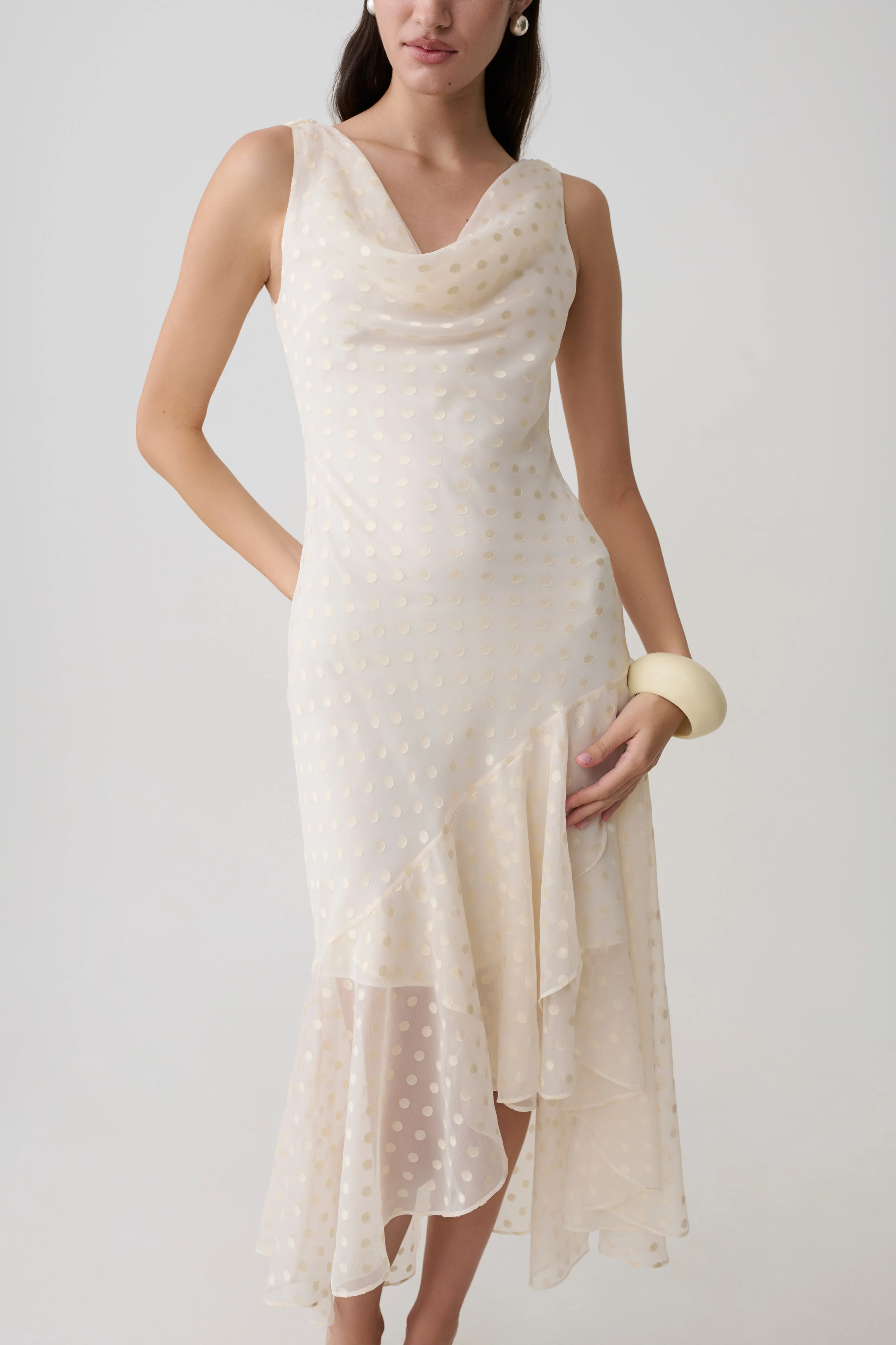 Lilah Devore Midi Dress - Ivory