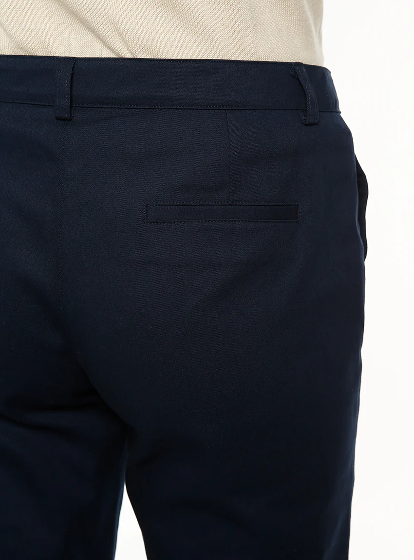 Pantalon chino femme en coton bleu marine