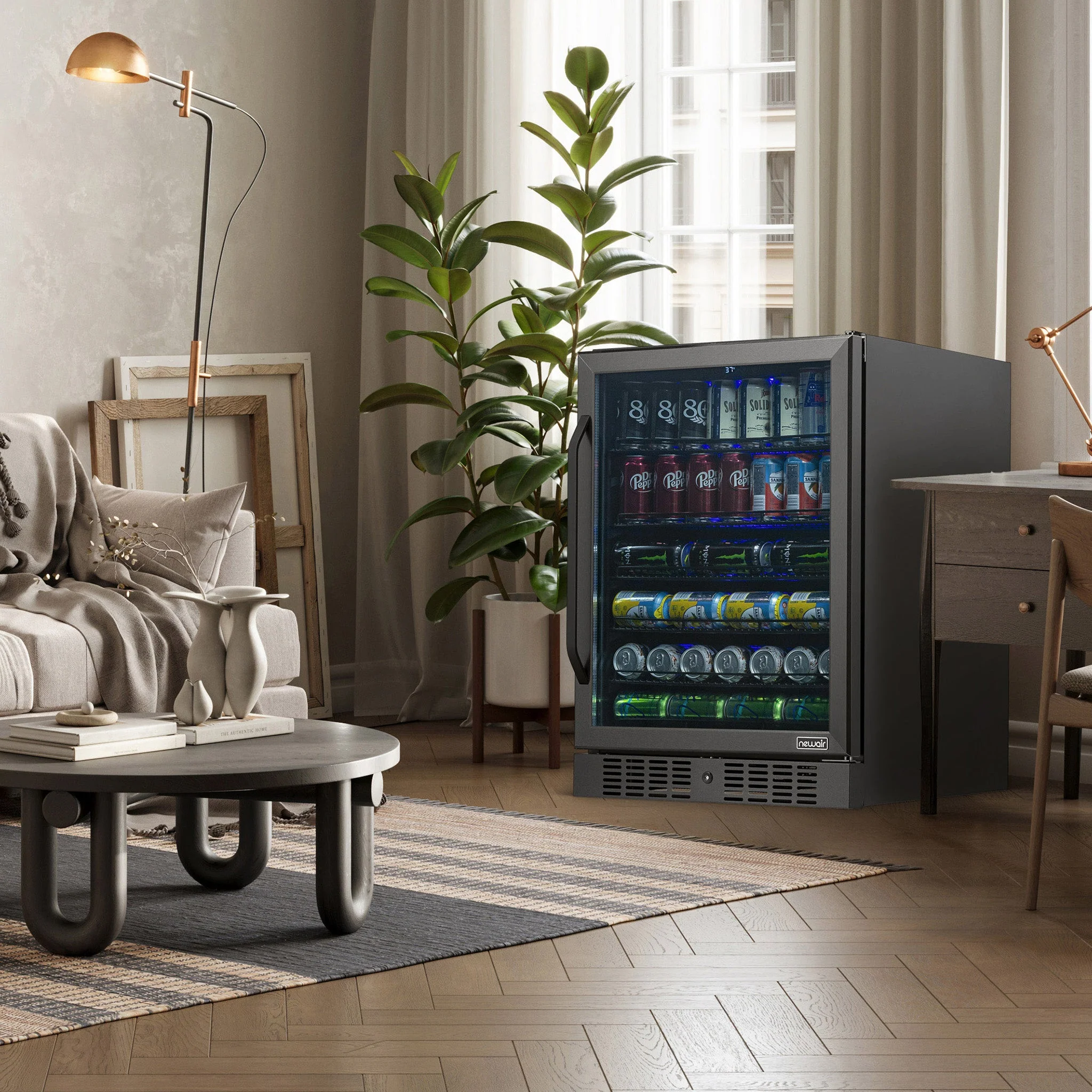 Newair 177-Can Built-In Black Beverage Fridge - 24