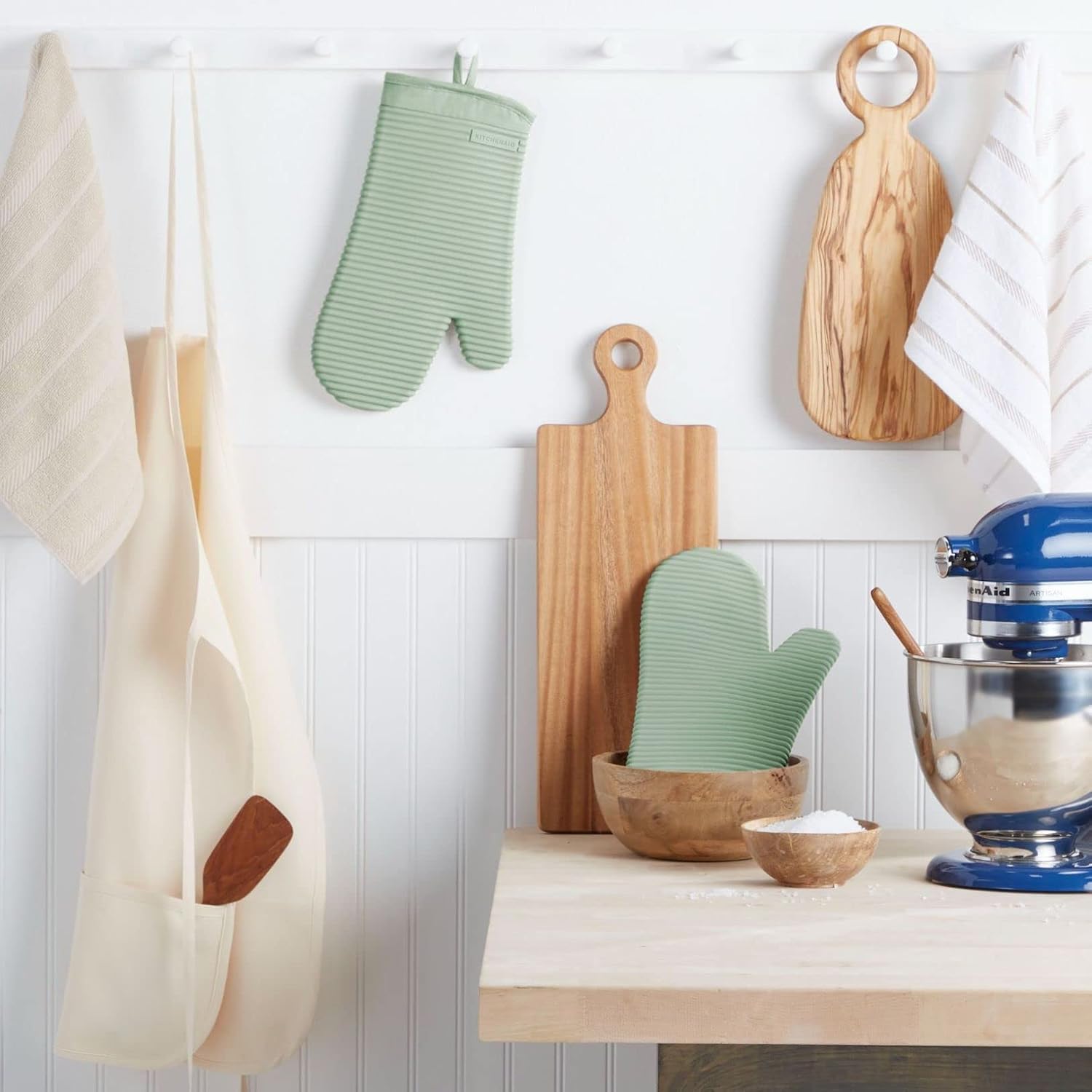 KITCHENAID Ribbed Soft Silicone Oven Mitt 2-Pack Set, 7.5