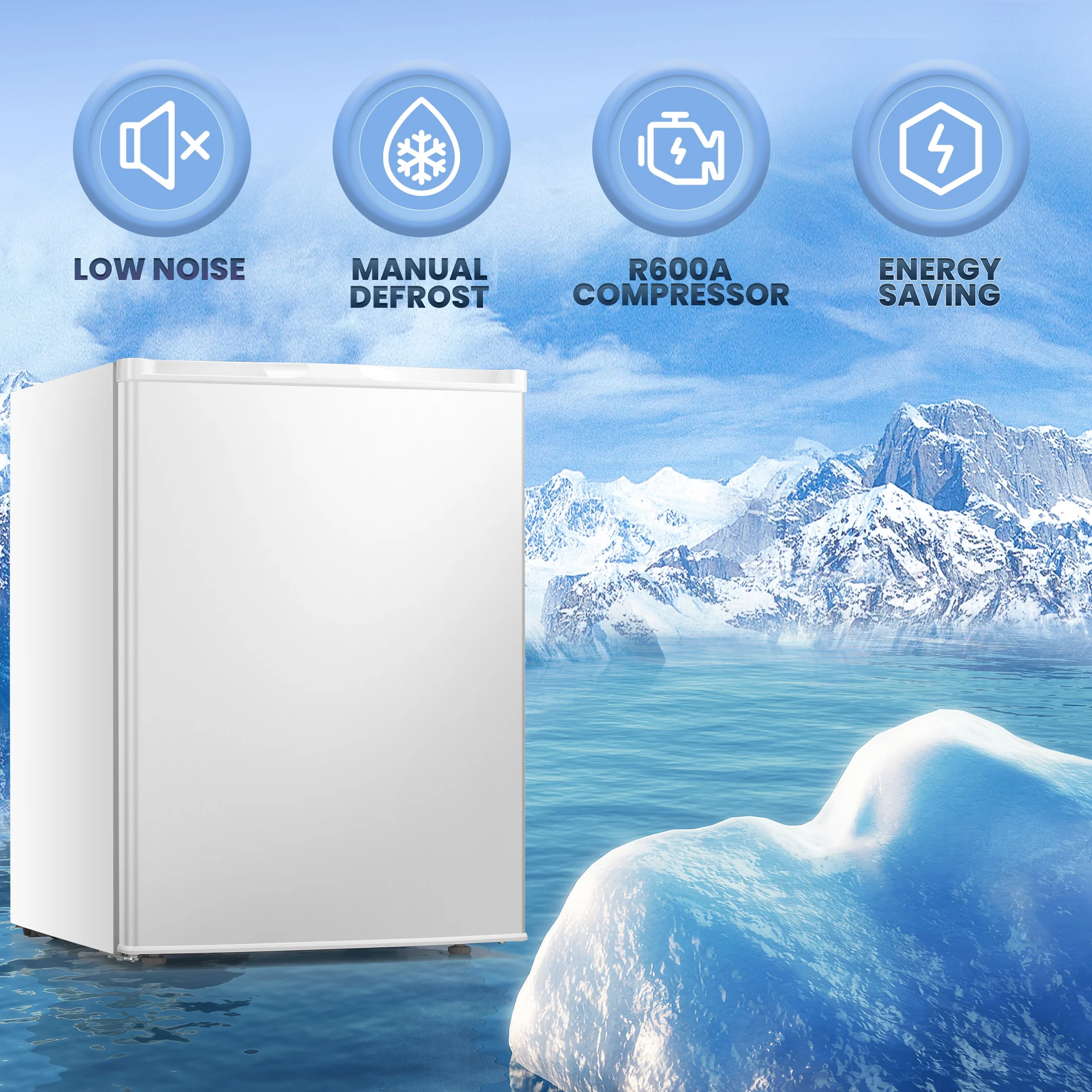 Upright Freezer, Energy Saving 2.1 Cu.ft Single Door Compact Upright Freezer with Reversible Door(White)(2.1 cu ft/White) - Image 8