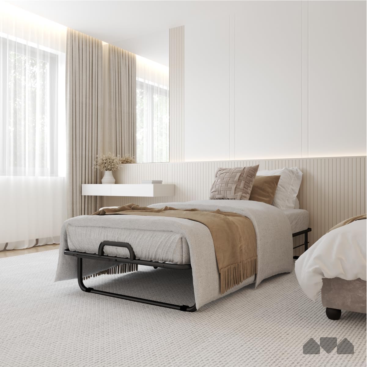 Milliard Deluxe Diplomat Folding Bed with Mattress for Adults, Twin Size, Portable Foldable Bed with Luxurious Memory Foam Mattress & Super Strong Frame, 75” x 38
