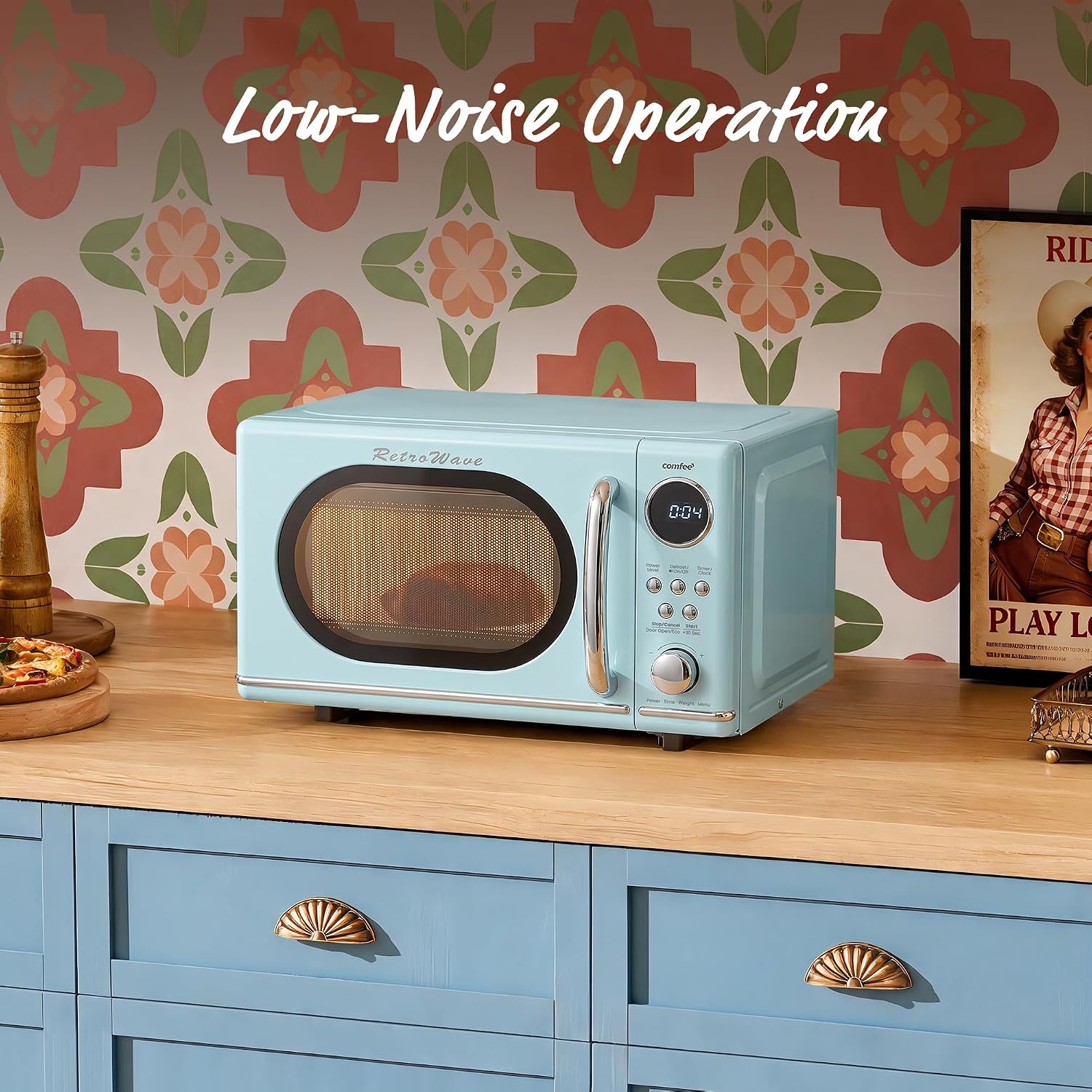 COMFEE' Retro Countertop Microwave Oven, 0.7 Cu.Ft., 700W, Green