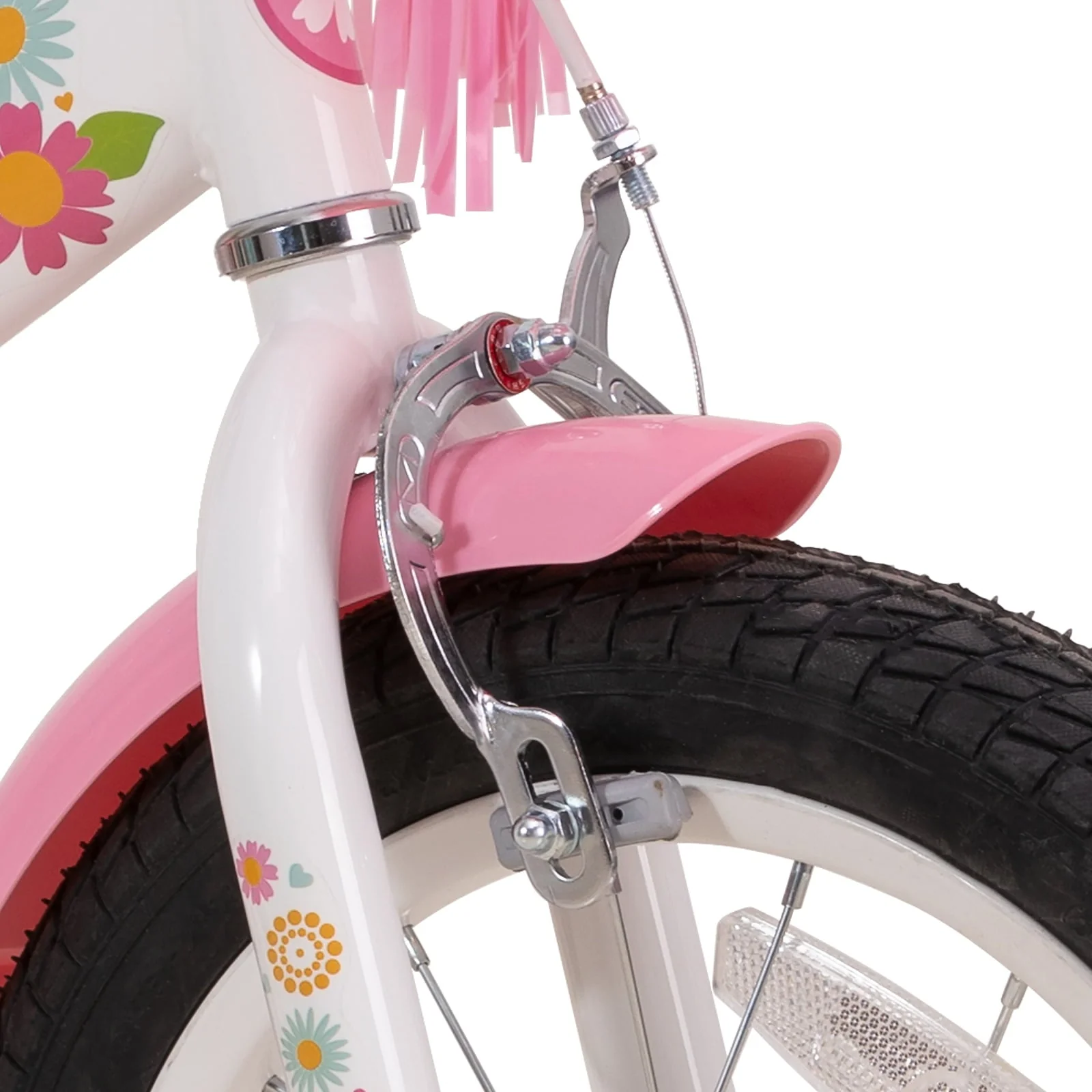 JOYSTAR Little Daisy 12 Inch Kids Bike for 2 3 4 Years Girls with Training Wheels Princess Kids Bicycle with Basket Bike Streamers Toddler Cycle Bikes White Image 3