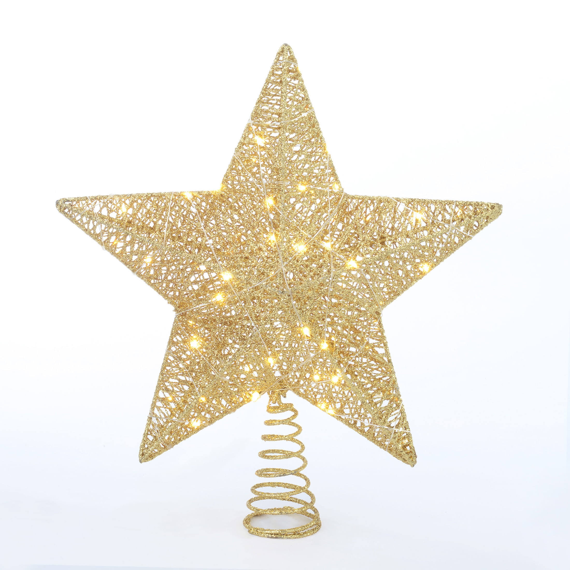Holiday Time LED Christmas Tree Topper, Gold Star, 15 inch