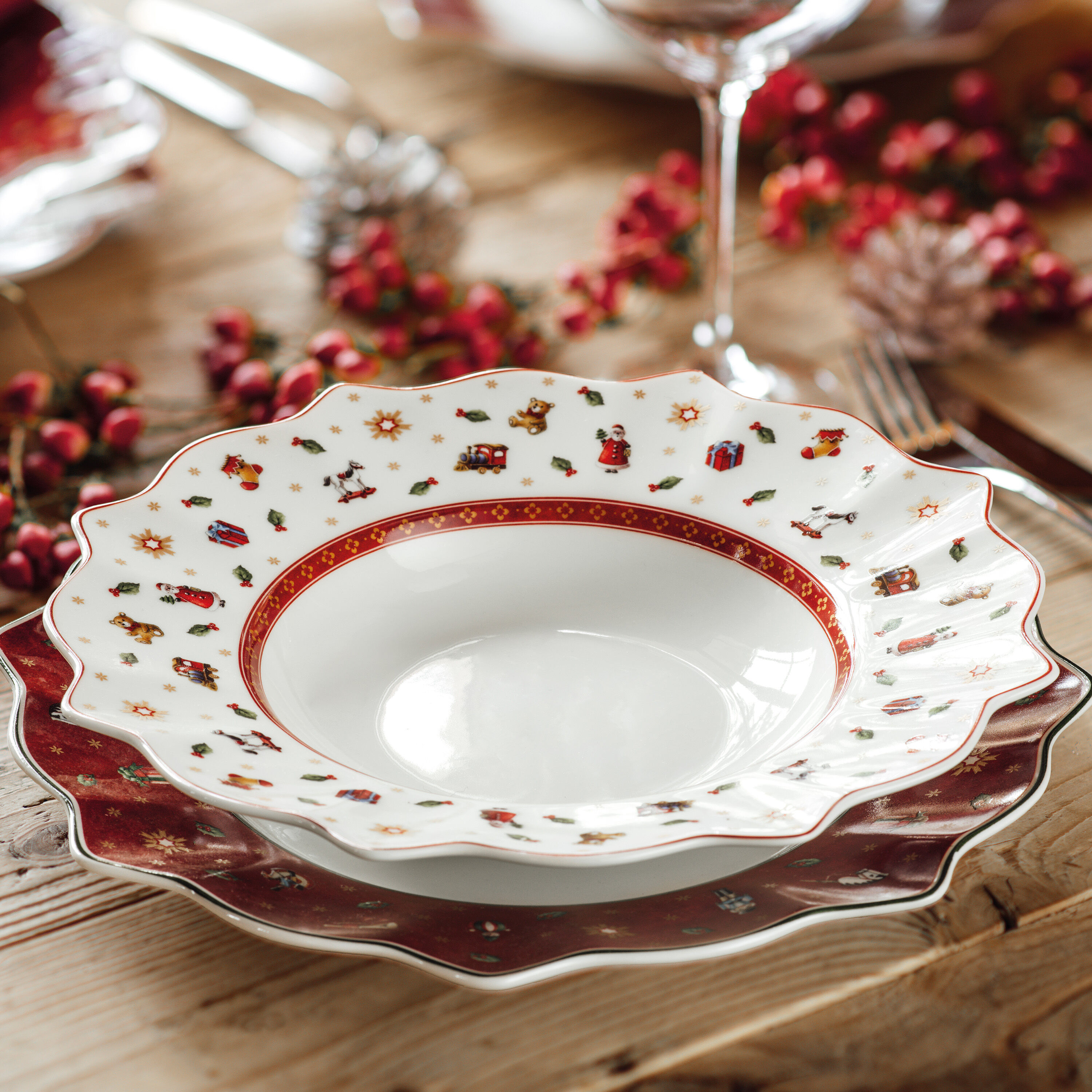 Toy's Delight Soup bowl - Red, 10.4'', Premium Porcelain
