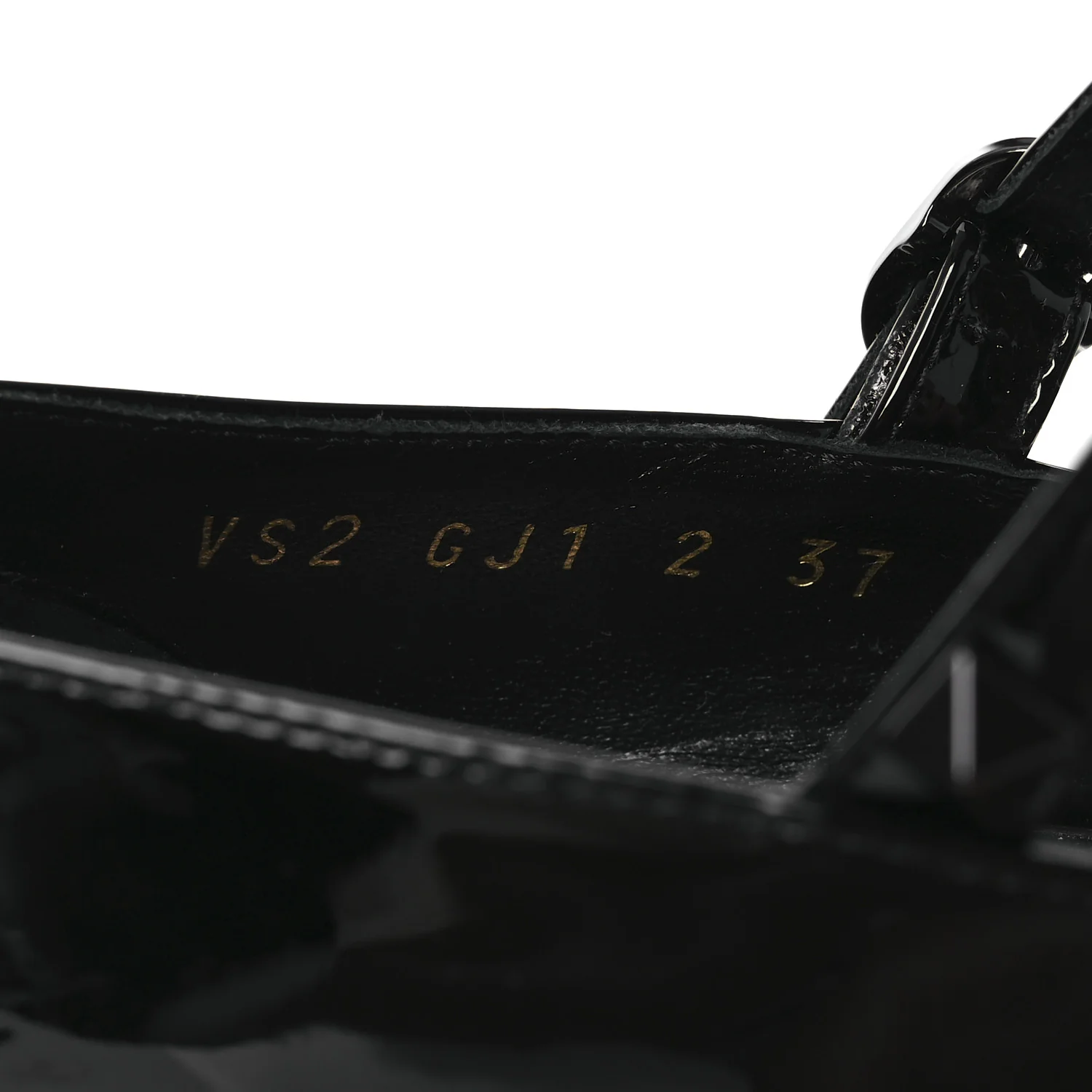 Patent Monochrome Rockstud Tan-Go Ankle Strap Pumps 37 Black