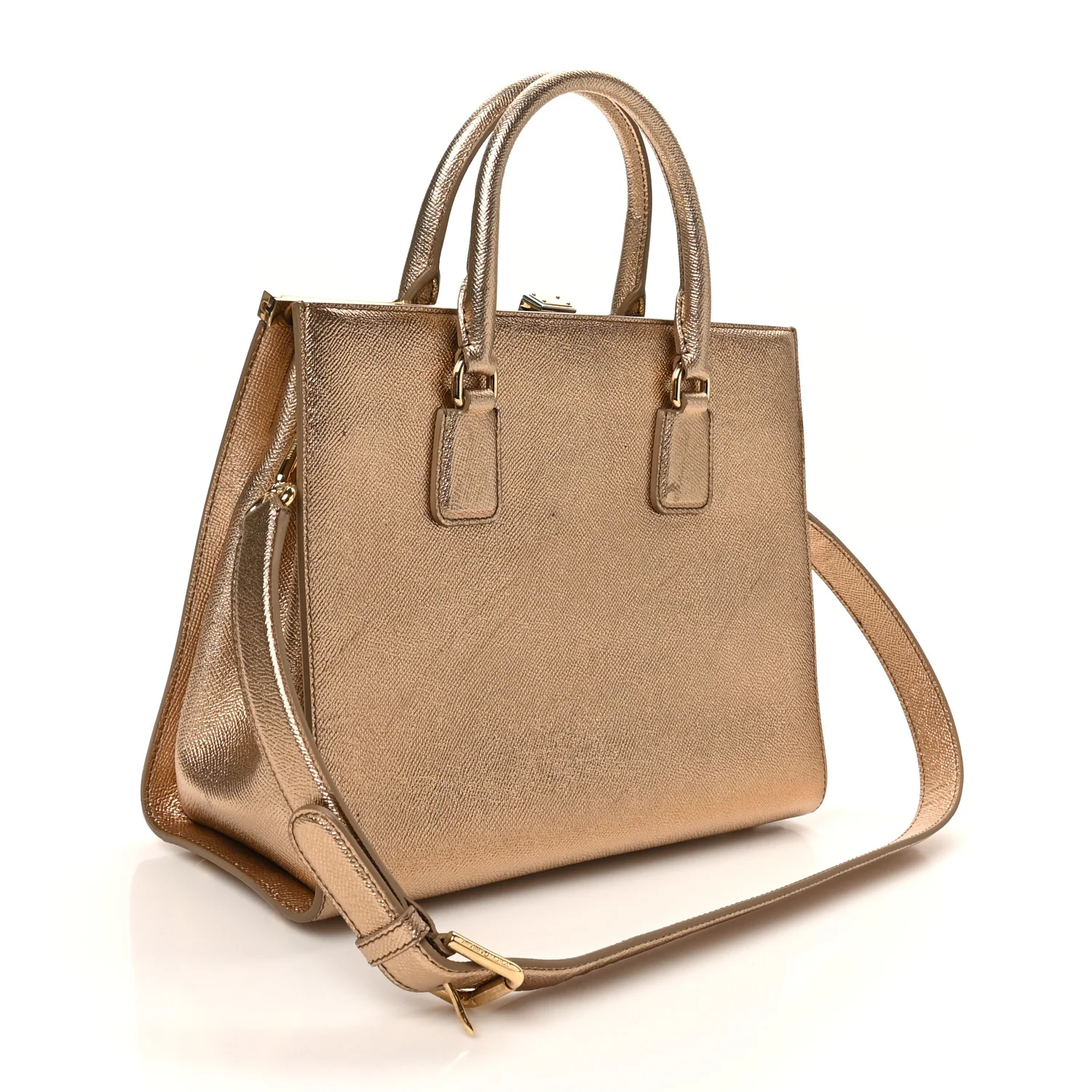 Metallic Dauphine Medium Frame Tote Gold