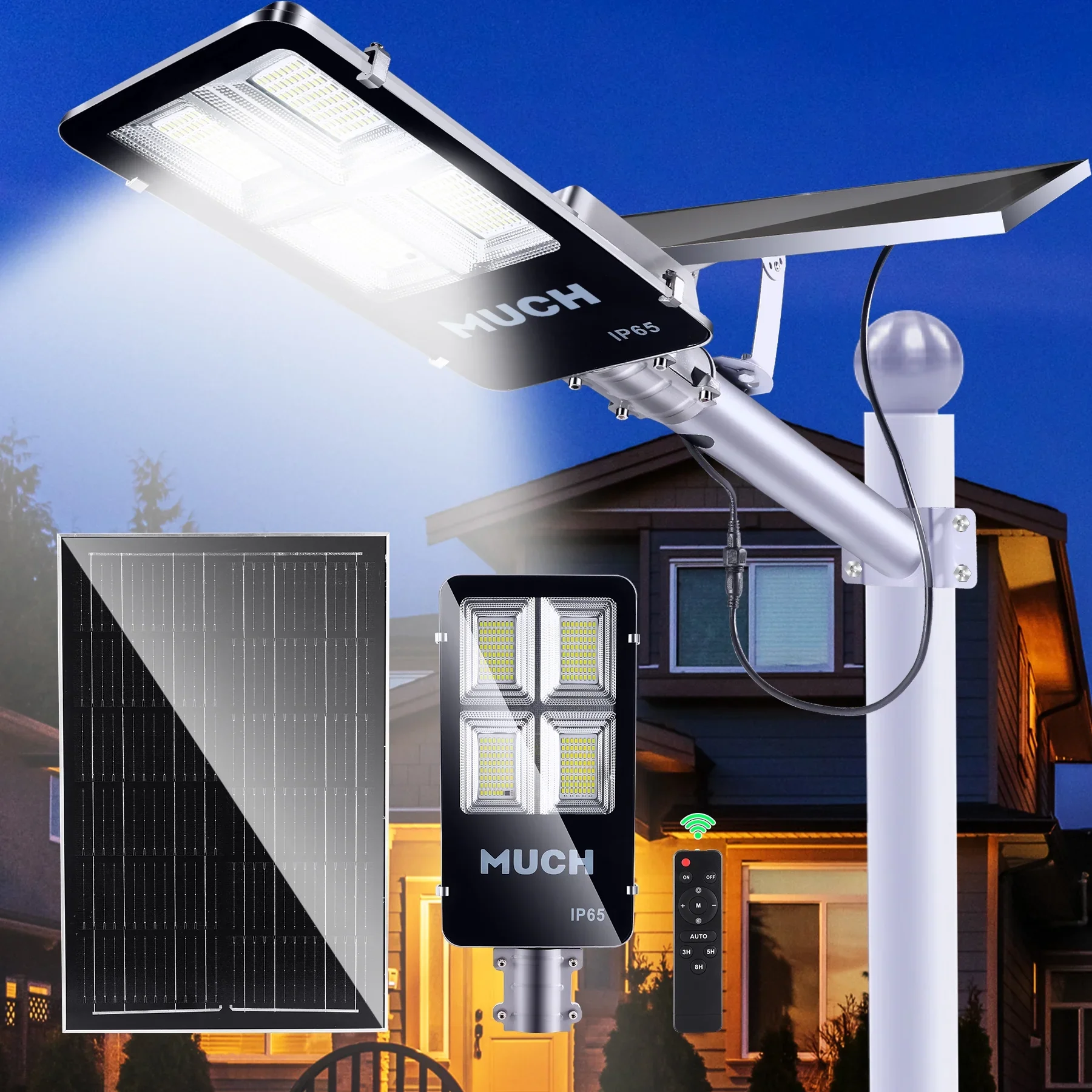 3000W Solar Parking Lot Lights ,20000mah Dusk to Dawn Solar Street Light with Remote Control,IP65 Waterproof Solar Street Light for Streets, Gardens, Pathways, Poles, and Monitoring, Large Areas