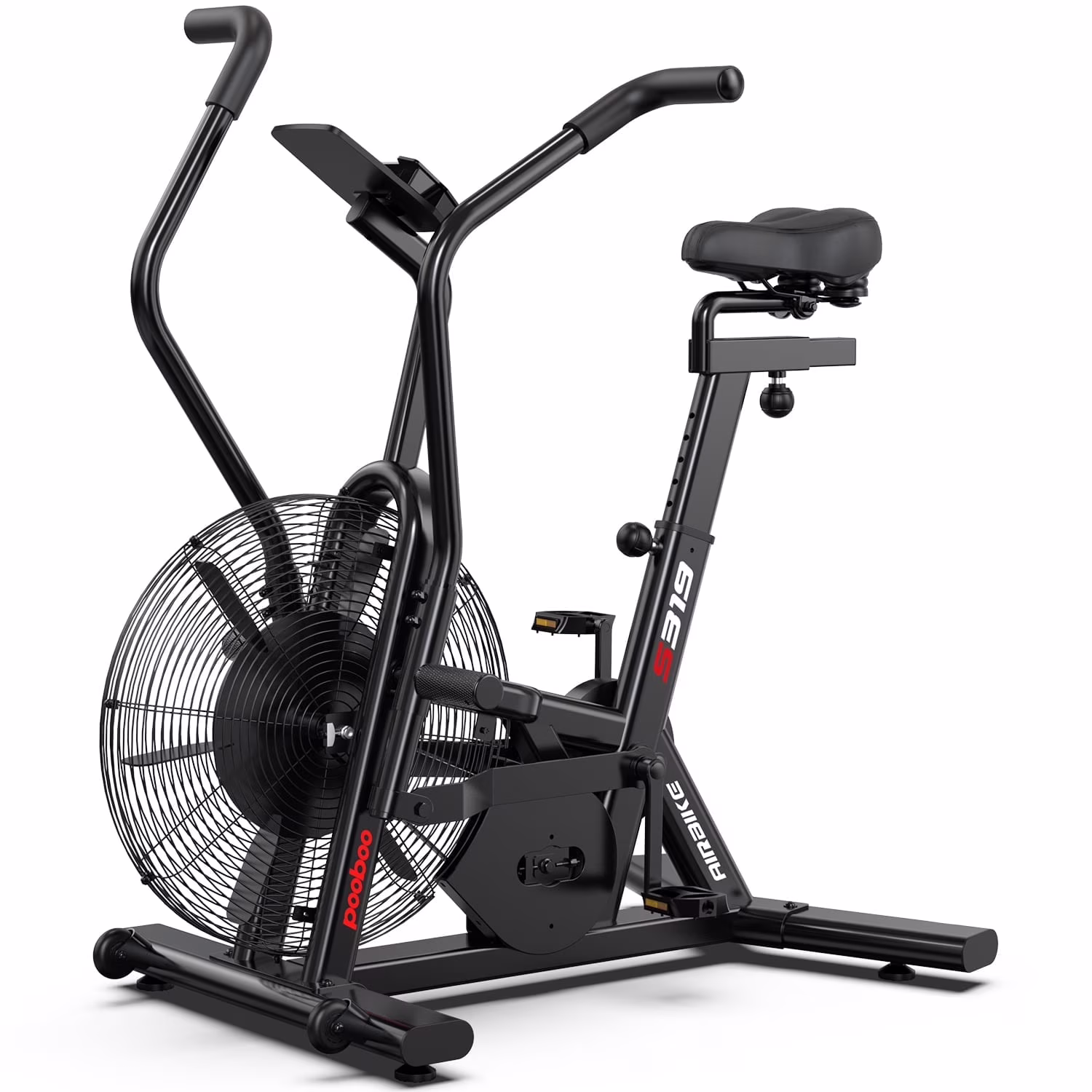 Commercial Built-in Bluetooth Fan Exercise Bike, Adjustable Air Resistance with Dual-Action Handlebars, Heavy Duty Indoor Cycling Bike for Home Gym Traininning, 350lbs Arm/Leg Cardio Workout(Air)