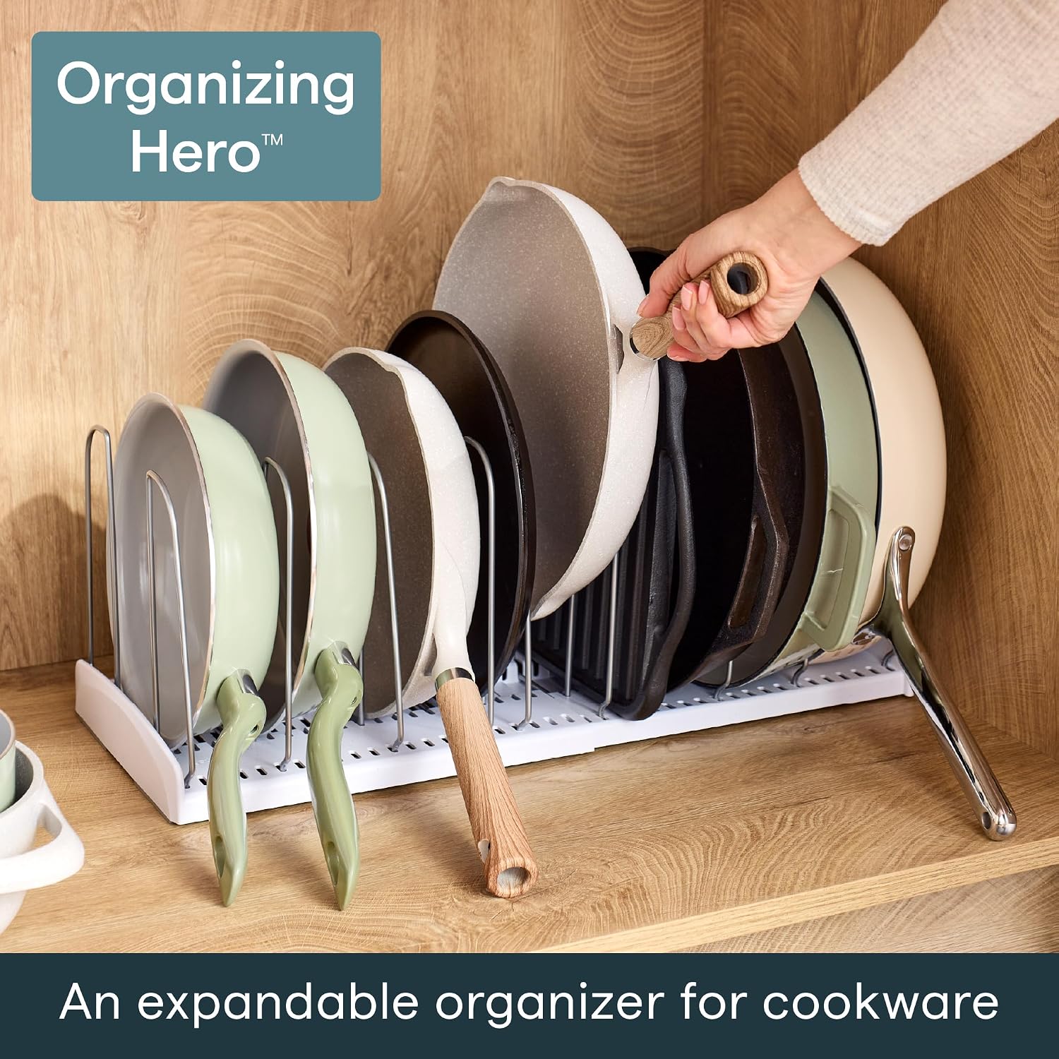 YouCopia StoreMore Expandable Cookware Rack with Tall Steel Wires, 12.5