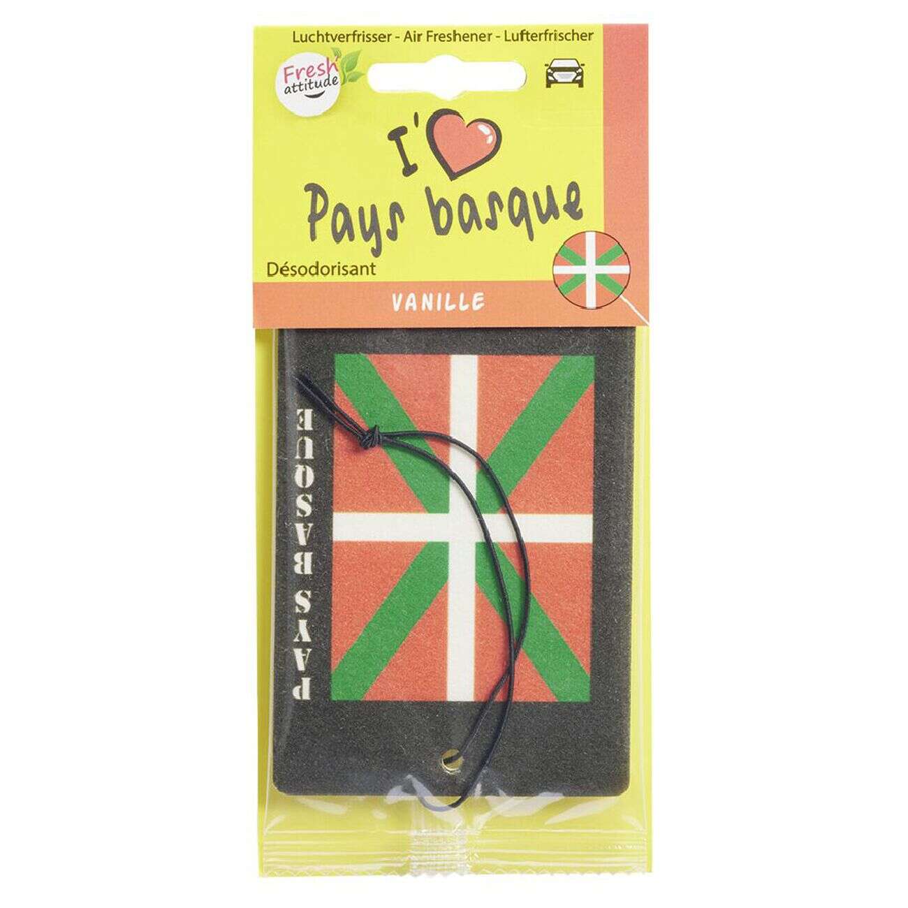 Désodorisant voiture carte magique I love Pays Basque senteur vanille