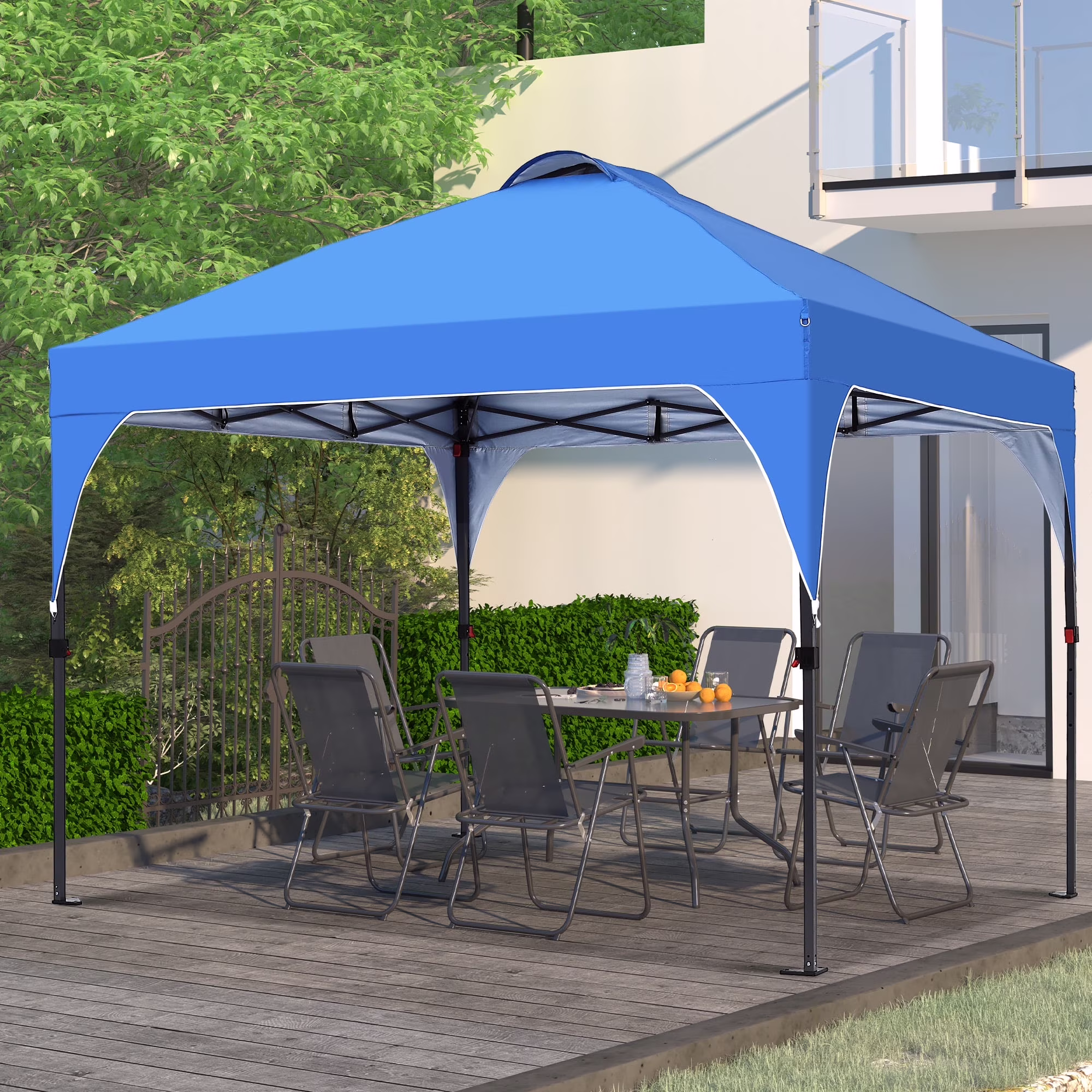 Ainfox 8'X8' Pop up Canopy Tent, Easy - Setup Gazebo, Outdoor Canopy with 3 Adjustable Heights for Events, Parties, Camping, Blue
