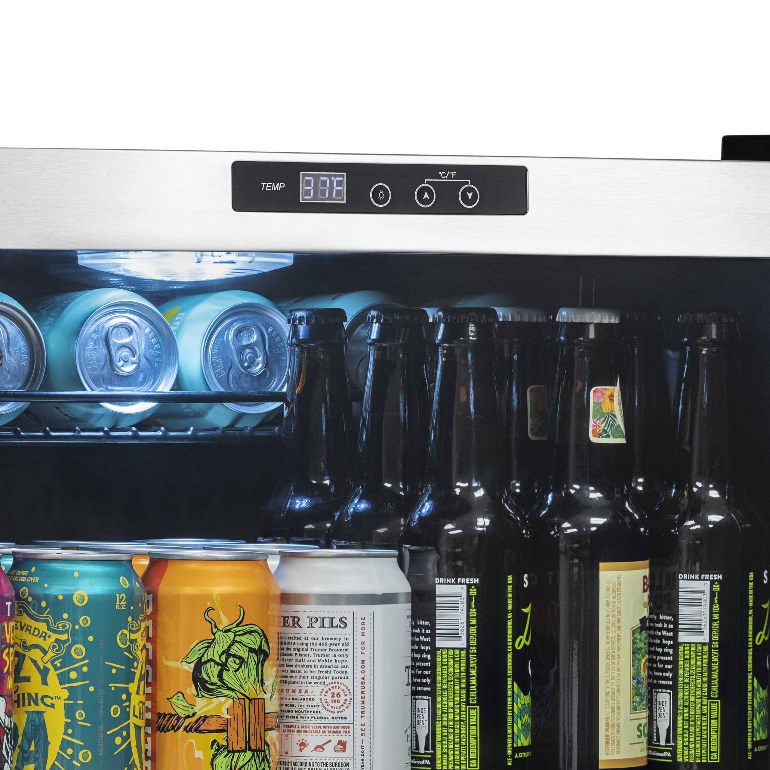 Newair 160-Can Freestanding Stainless Steel Beverage Fridge - 21.3